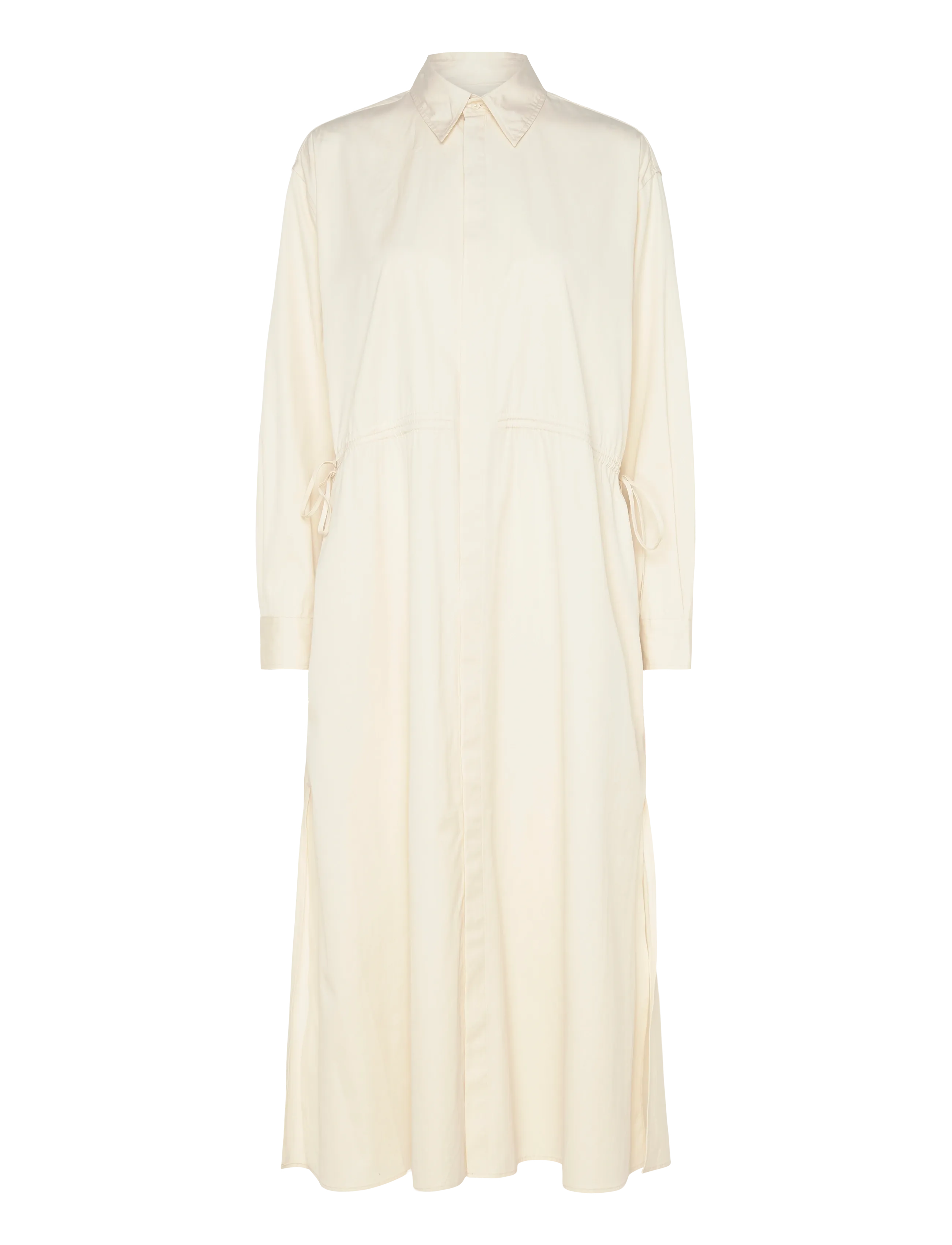 Cotton Drawcord Shirtdress - AUTHENTIC CREAM