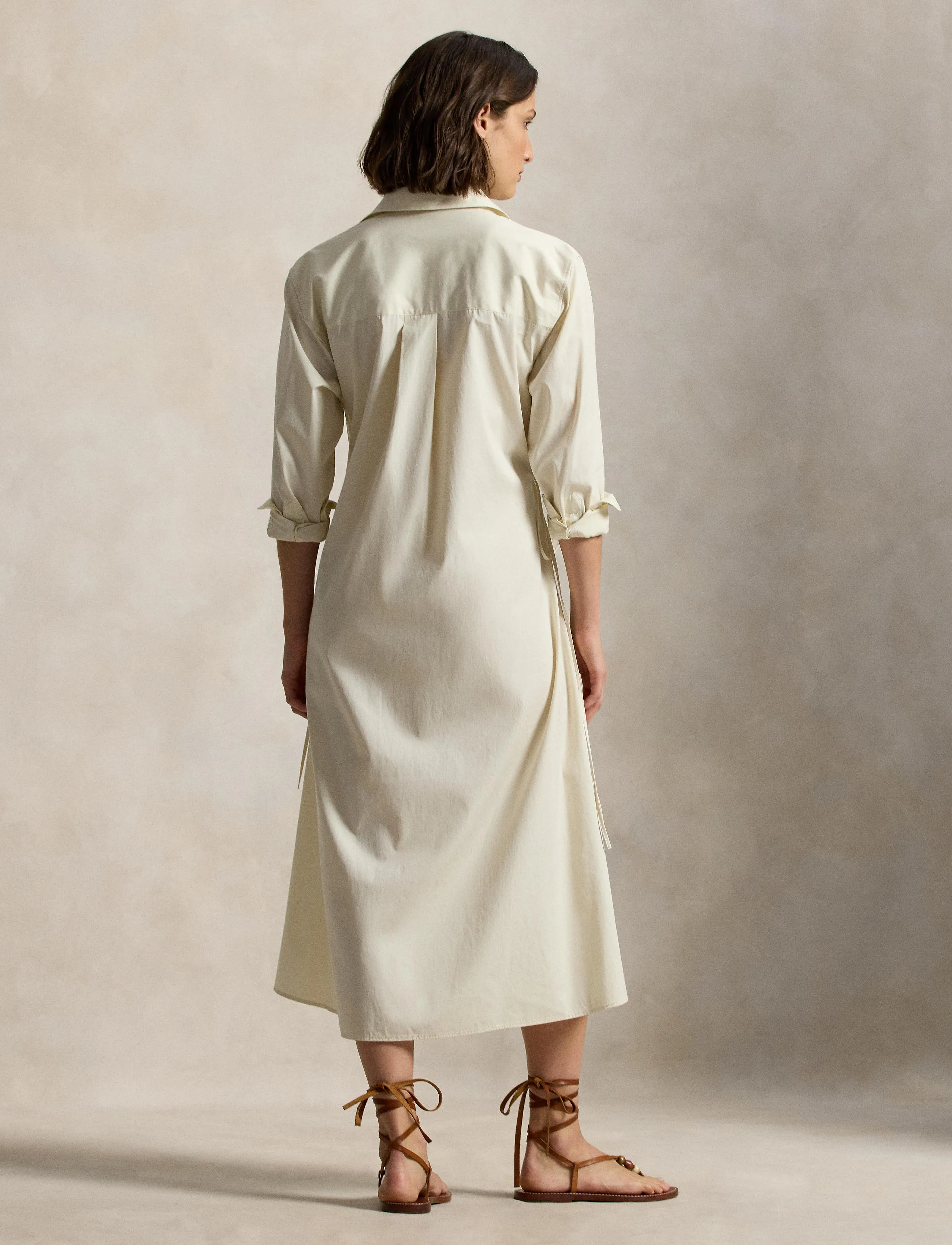 Polo Ralph Lauren - Cotton Drawcord Shirtdress - midi-kleider - authentic cream - 4