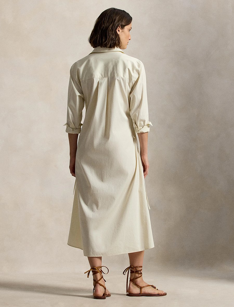 Polo Ralph Lauren - Cotton Drawcord Shirtdress - midi-kleider - authentic cream - 4