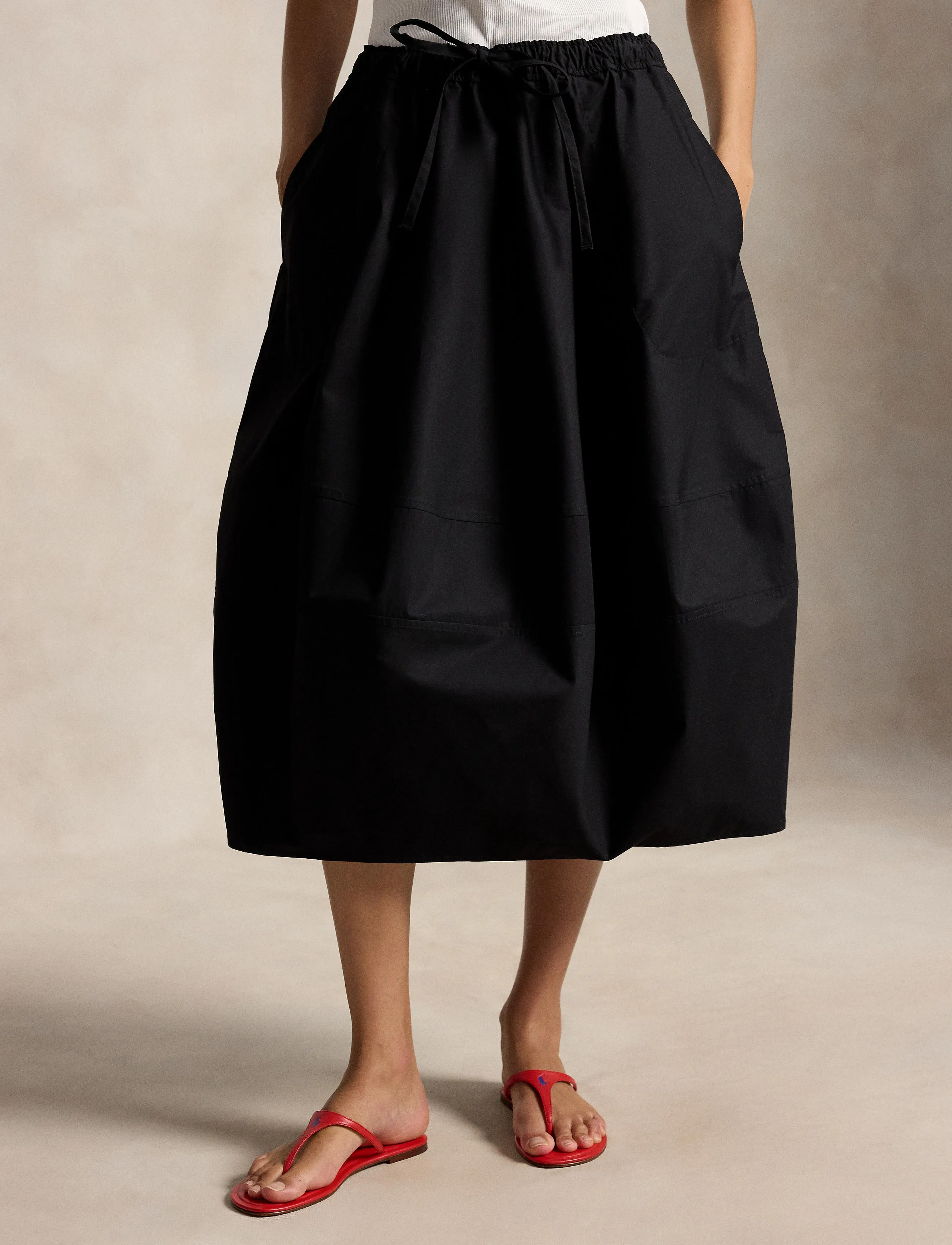 Polo Ralph Lauren COTTON POPLIN-WVN-SKIRT - Maxi skirts - POLO BLACK / black