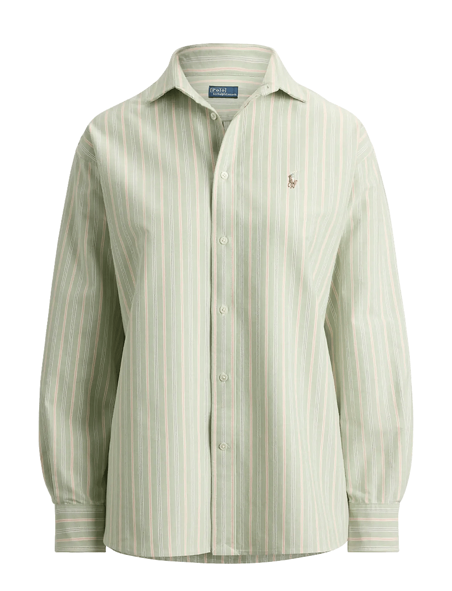 Polo Ralph Lauren - Relaxed Fit Cotton Oxford Shirt - langärmlige hemden - 2032 green-pink - 1