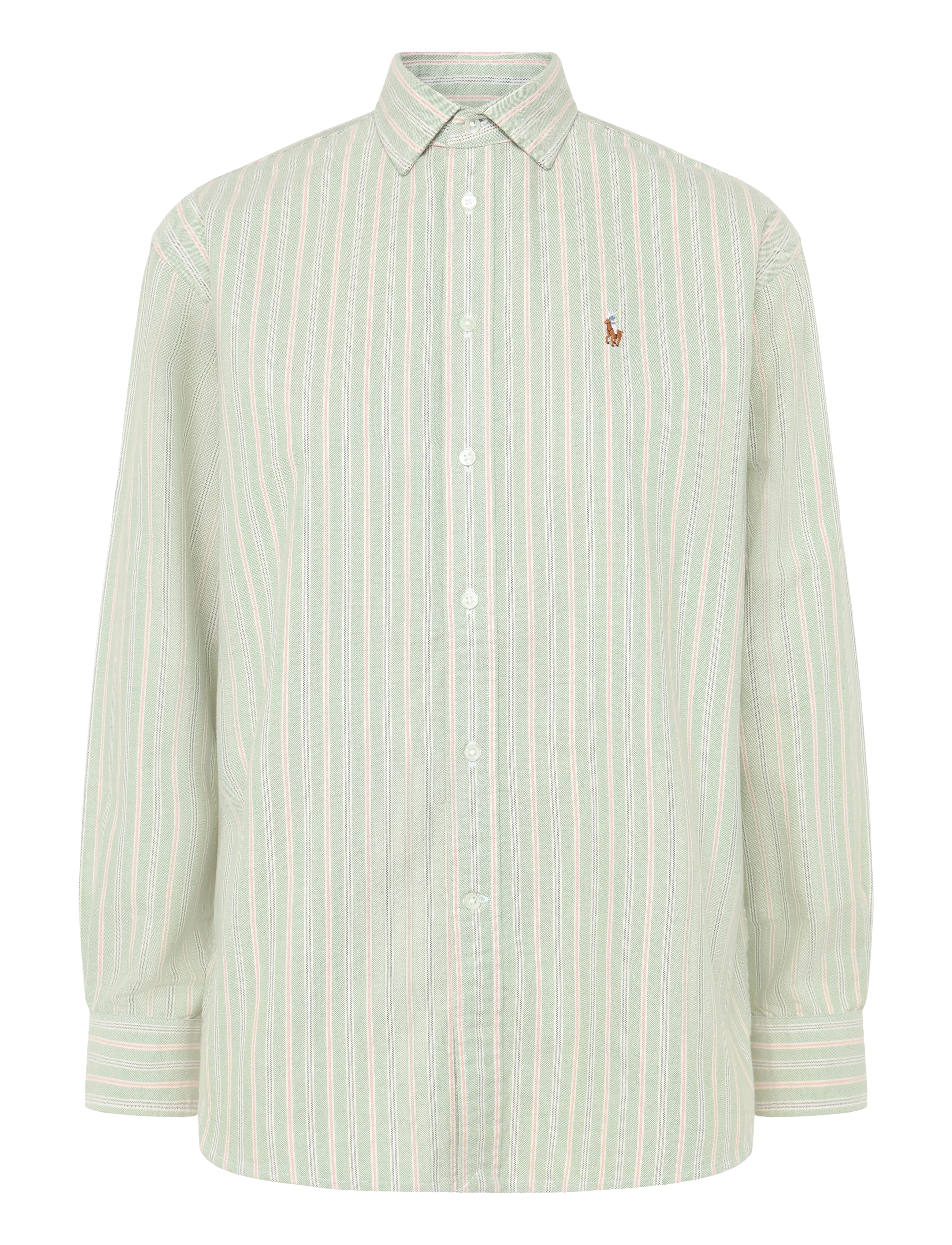 Polo Ralph Lauren Relaxed Fit Cotton Oxford Shirt - Transitional Layering - 2032 GREEN-PINK / green