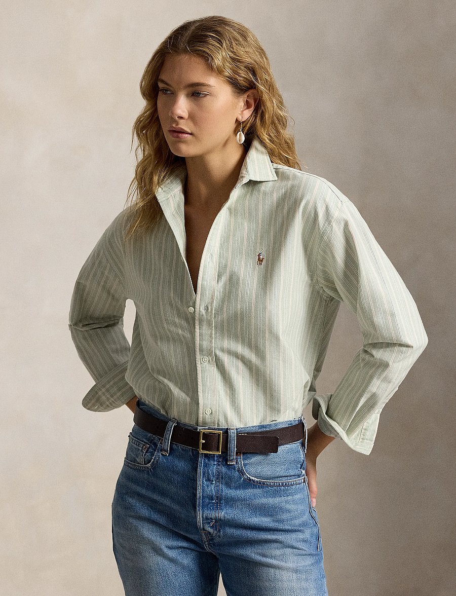 Polo Ralph Lauren - Relaxed Fit Cotton Oxford Shirt - langärmlige hemden - 2032 green-pink - 0