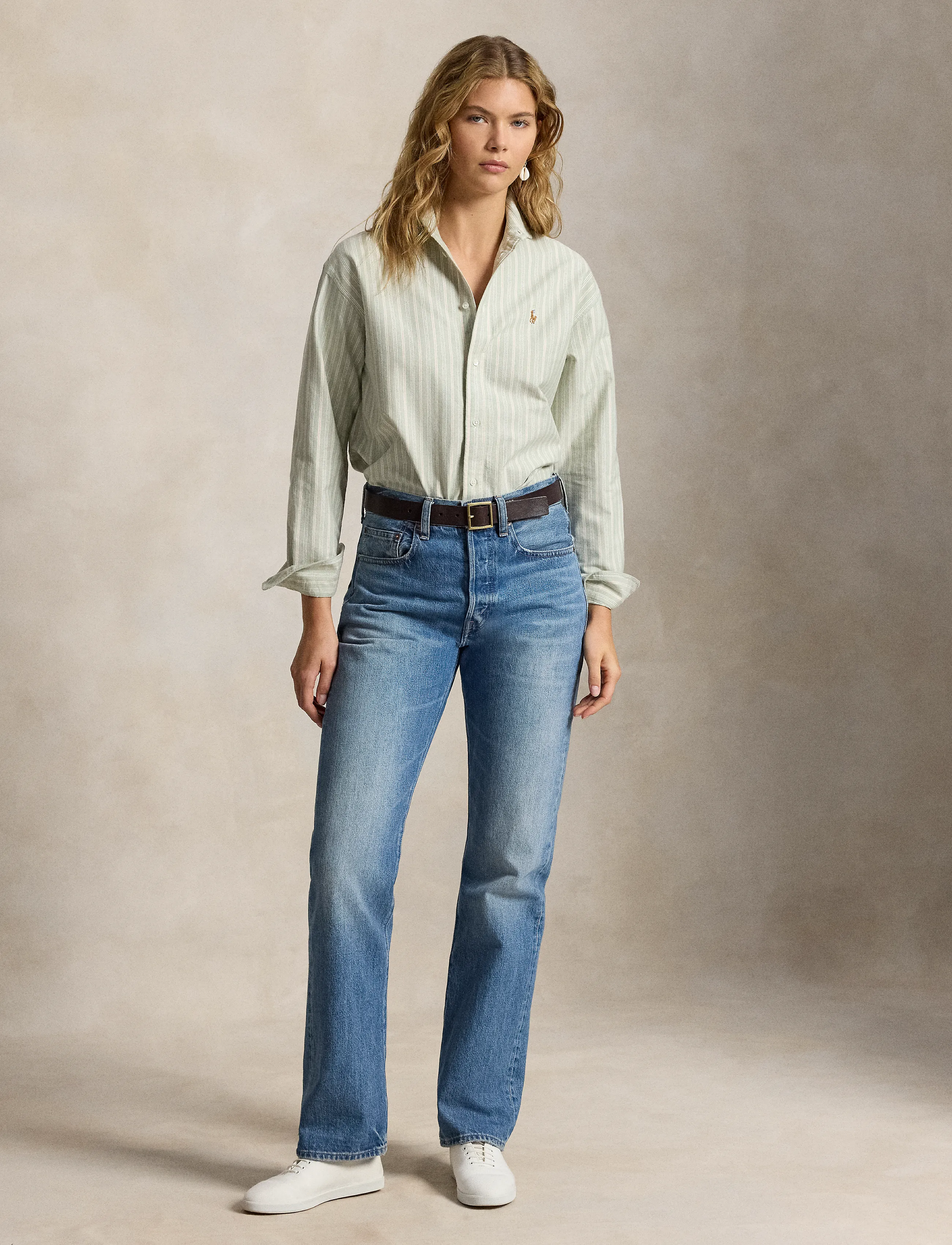 Polo Ralph Lauren - Relaxed Fit Cotton Oxford Shirt - langärmlige hemden - 2032 green-pink - 4
