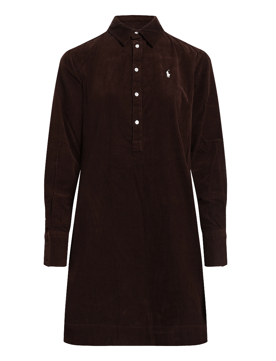 Polo Ralph Lauren - Corduroy Pleated Shirtdress - skjortklänningar - dark brown - 1
