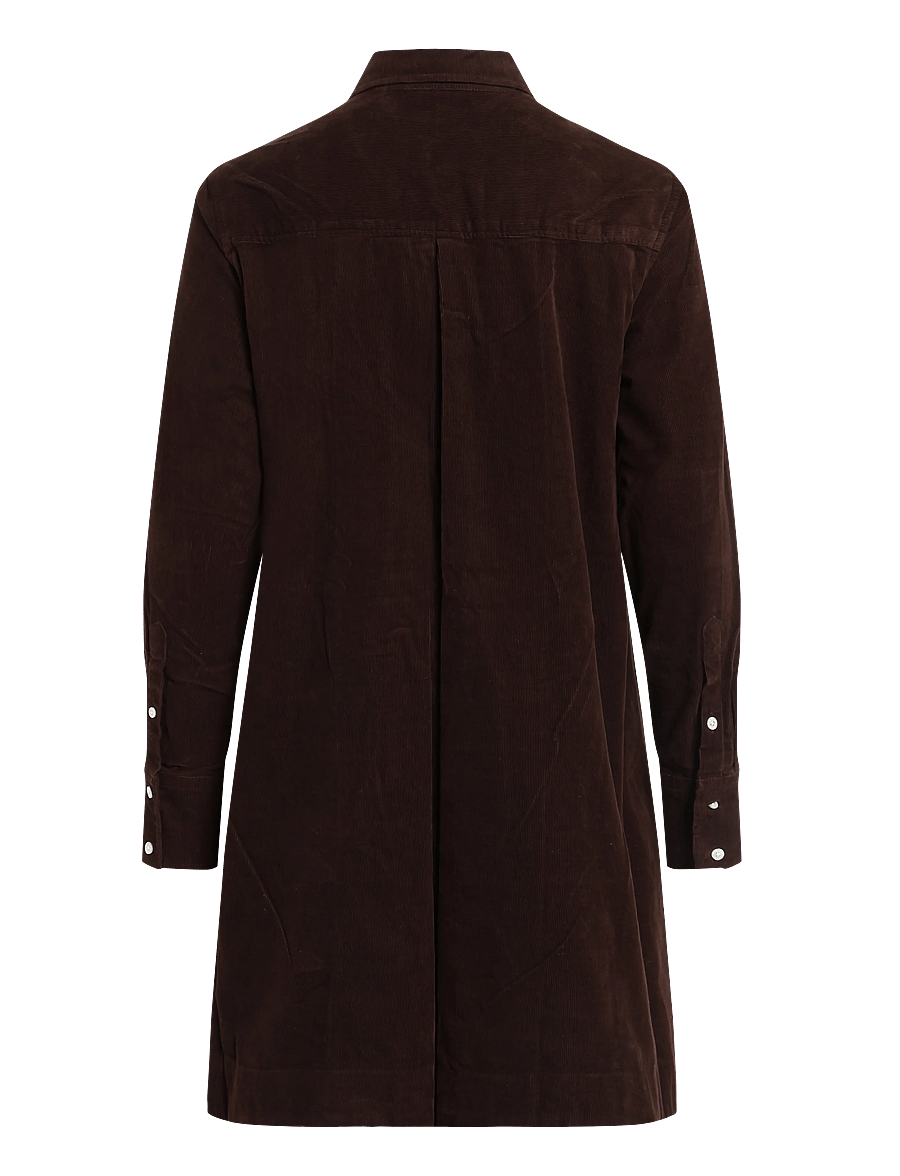 Polo Ralph Lauren - Corduroy Pleated Shirtdress - skjortklänningar - dark brown - 2