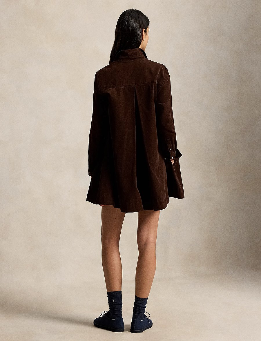Polo Ralph Lauren - Corduroy Pleated Shirtdress - skjortklänningar - dark brown - 3