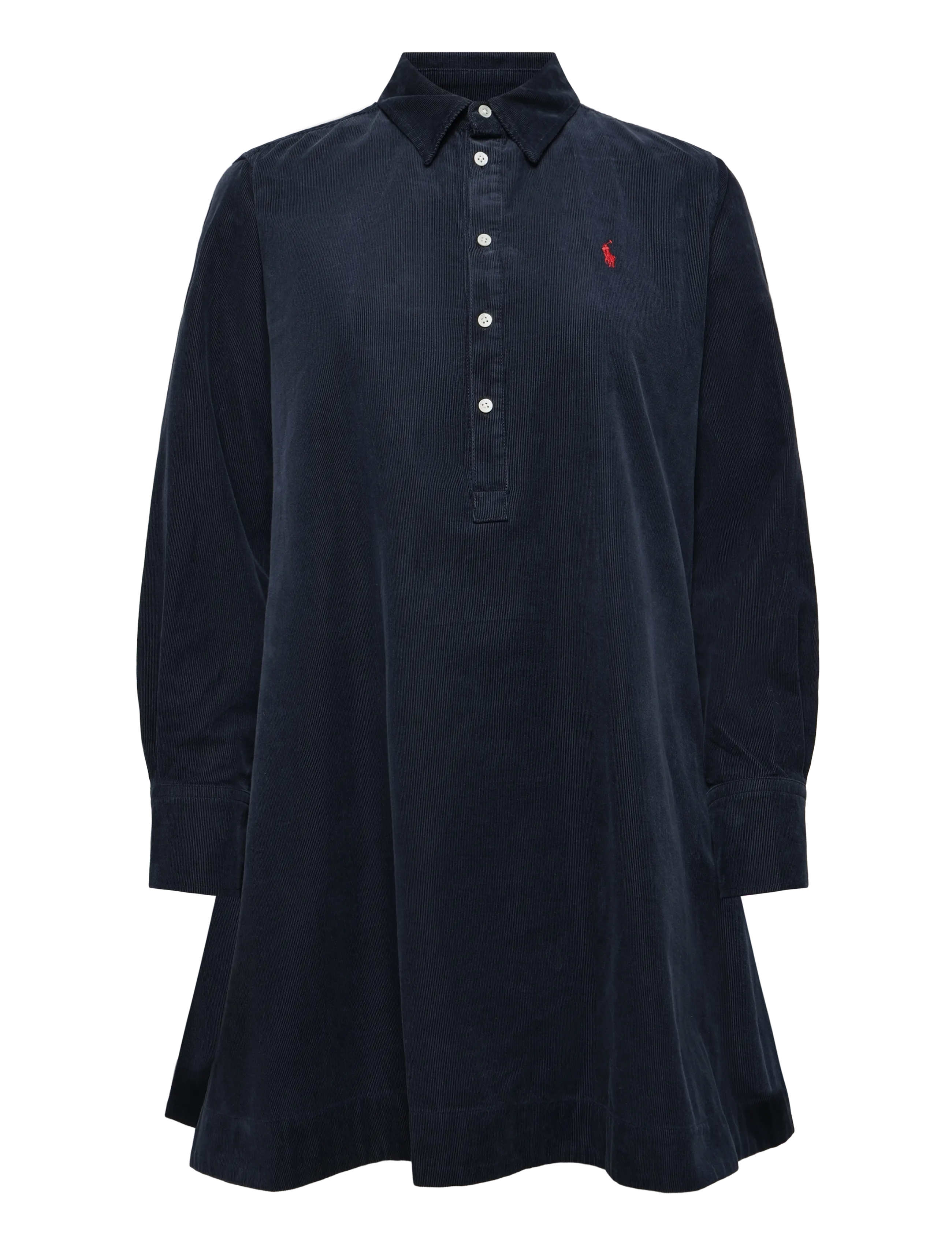 Polo Ralph Lauren - Corduroy Pleated Shirtdress - skjortklänningar - navy - 1