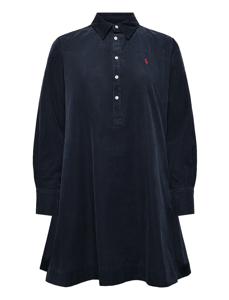 Polo Ralph Lauren - Corduroy Pleated Shirtdress - skjortklänningar - navy - 1