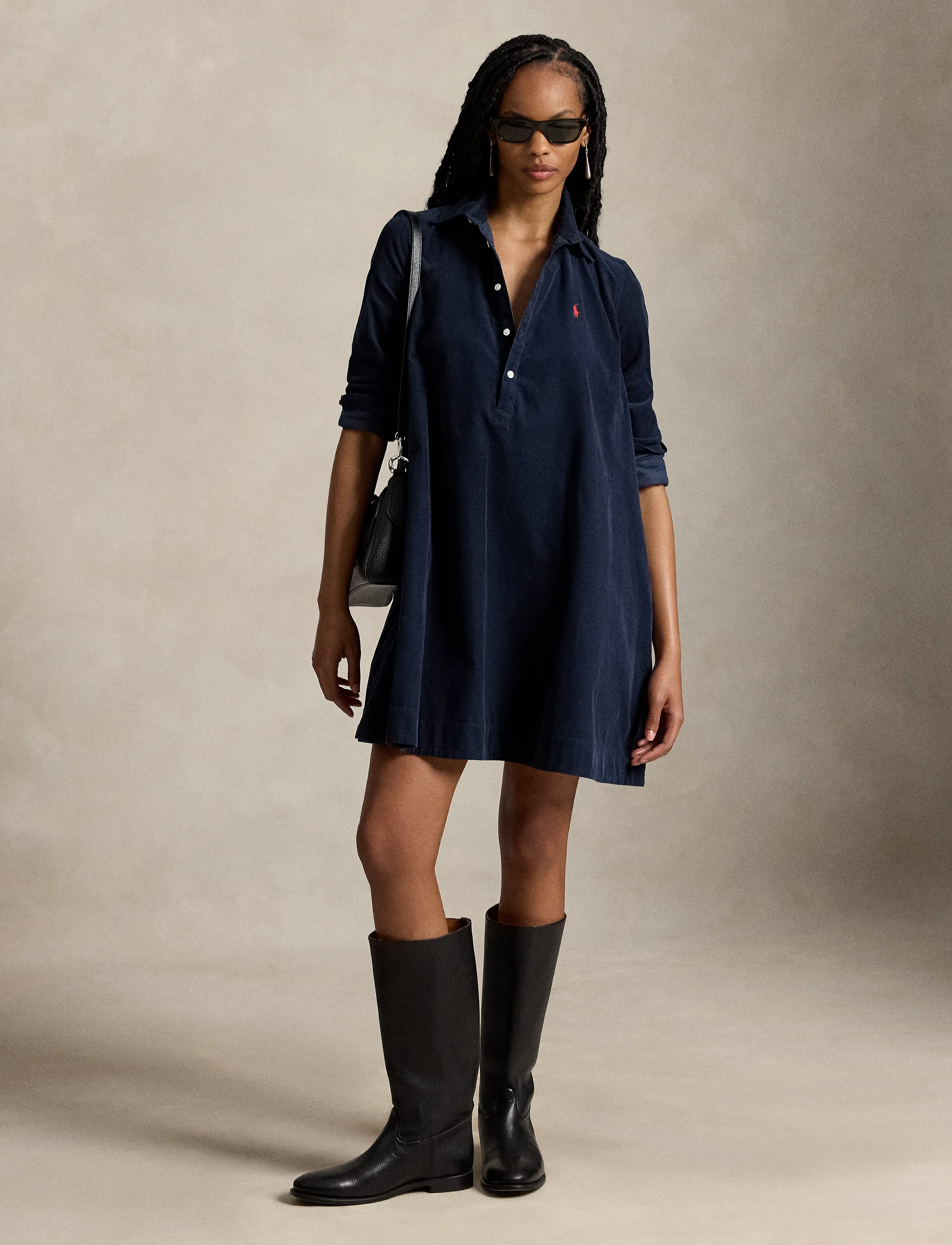 Polo Ralph Lauren Corduroy Pleated Shirtdress - Klänningar - NAVY / navy