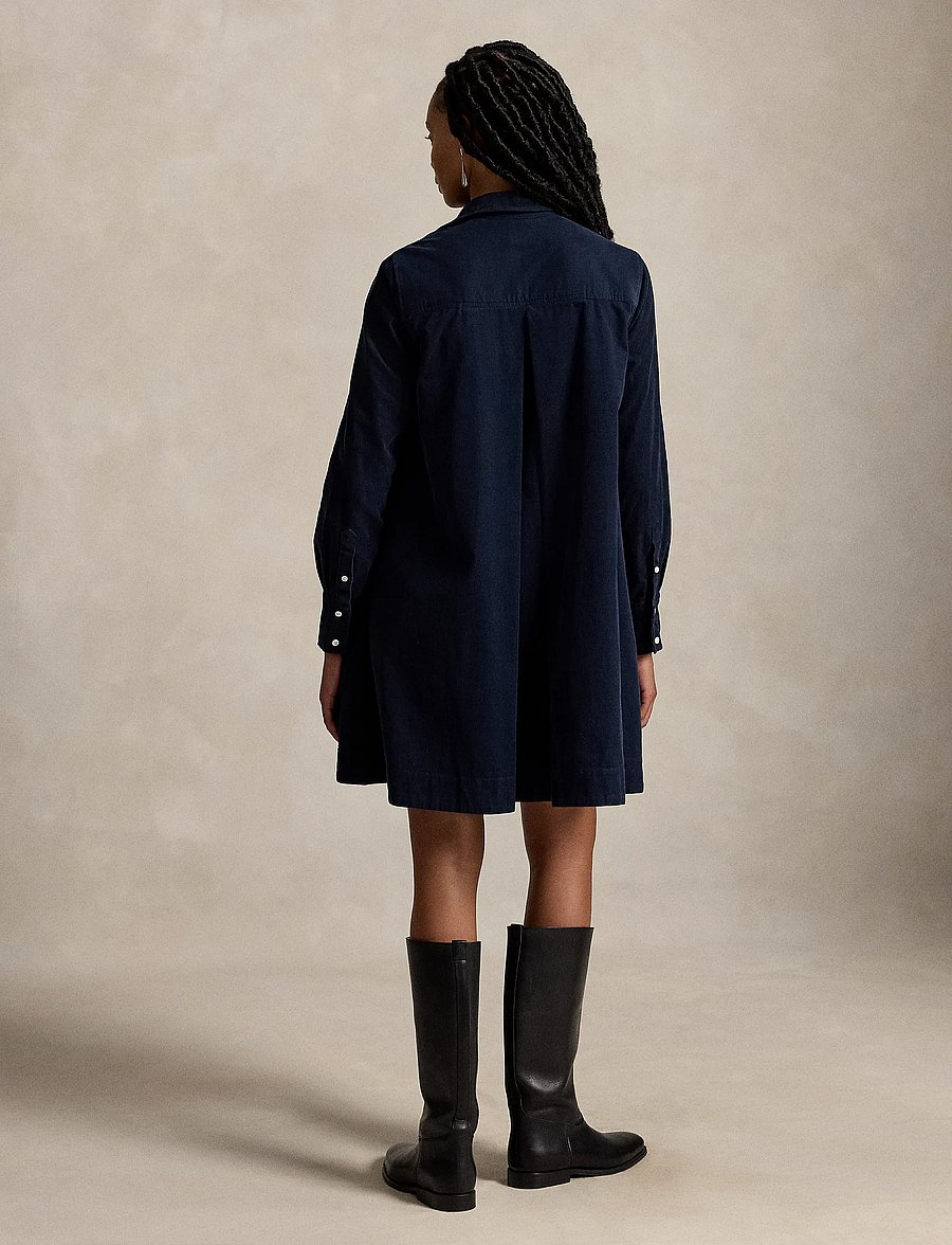 Polo Ralph Lauren - Corduroy Pleated Shirtdress - skjortklänningar - navy - 3