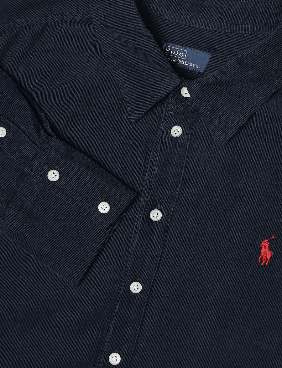 Polo Ralph Lauren - Corduroy Pleated Shirtdress - skjortklänningar - navy - 5
