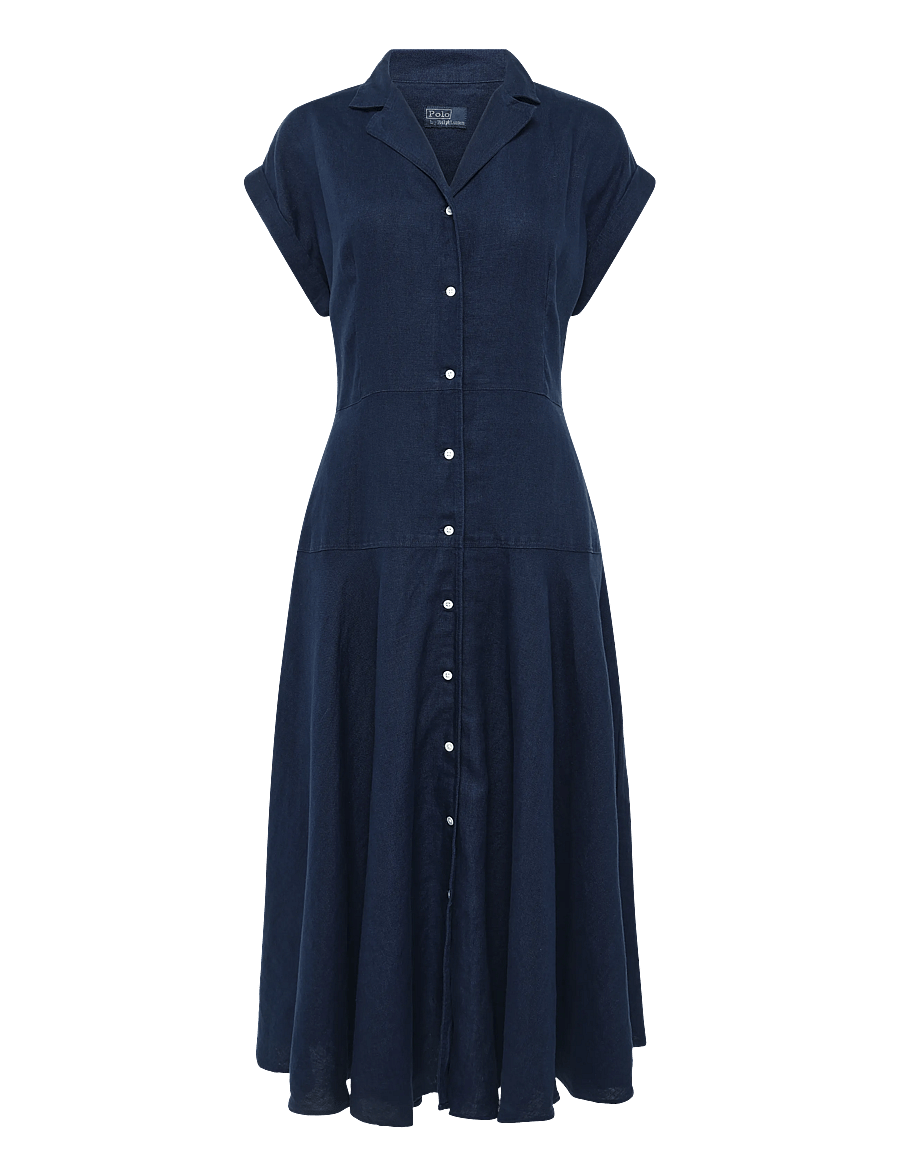 Polo Ralph Lauren - Linen Cap-Sleeve Shirtdress - hemdkleider - east side royal - 1