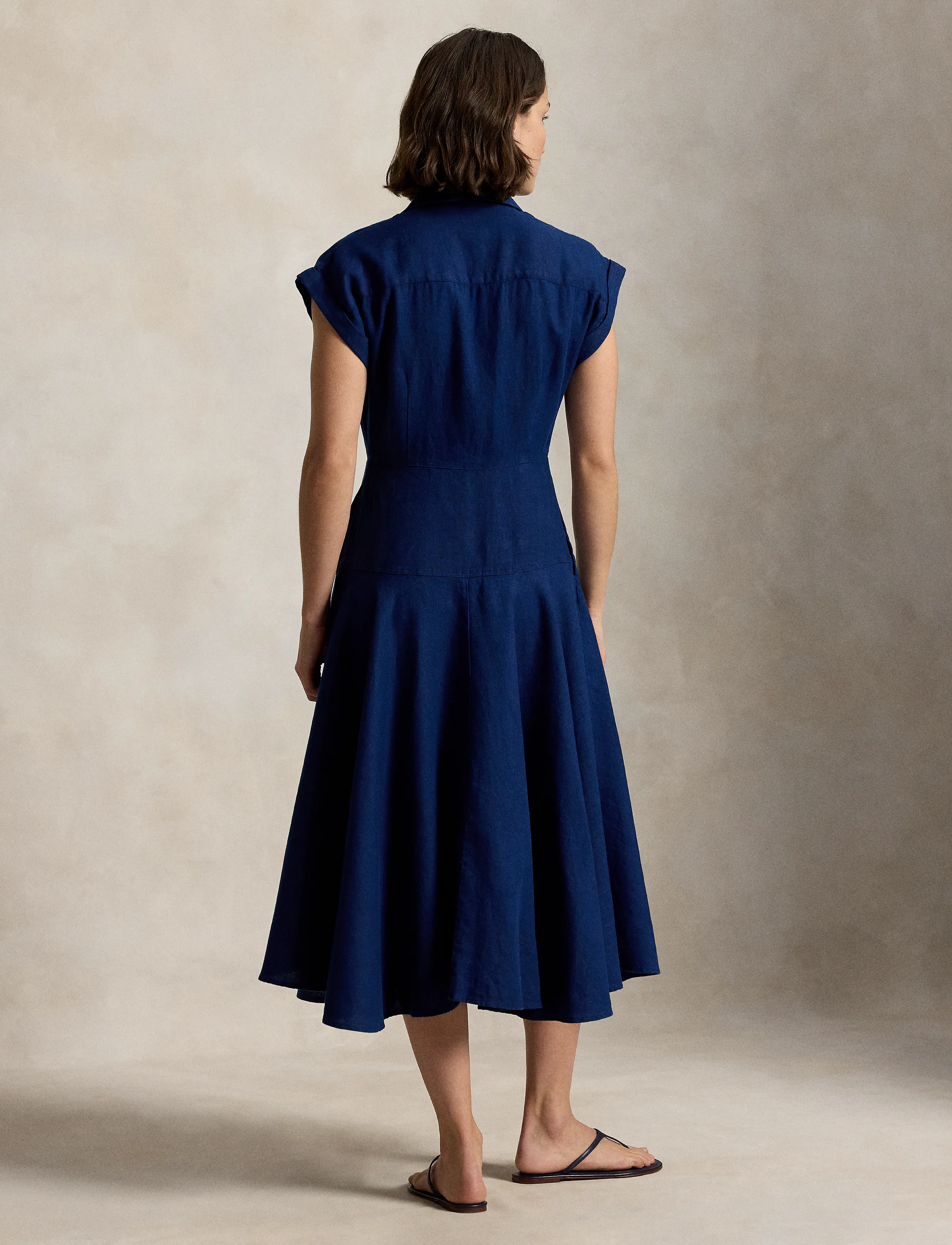 Polo Ralph Lauren - Linen Cap-Sleeve Shirtdress - skjortklänningar - east side royal - 3