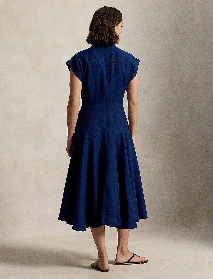 Polo Ralph Lauren - Linen Cap-Sleeve Shirtdress - hemdkleider - east side royal - 3