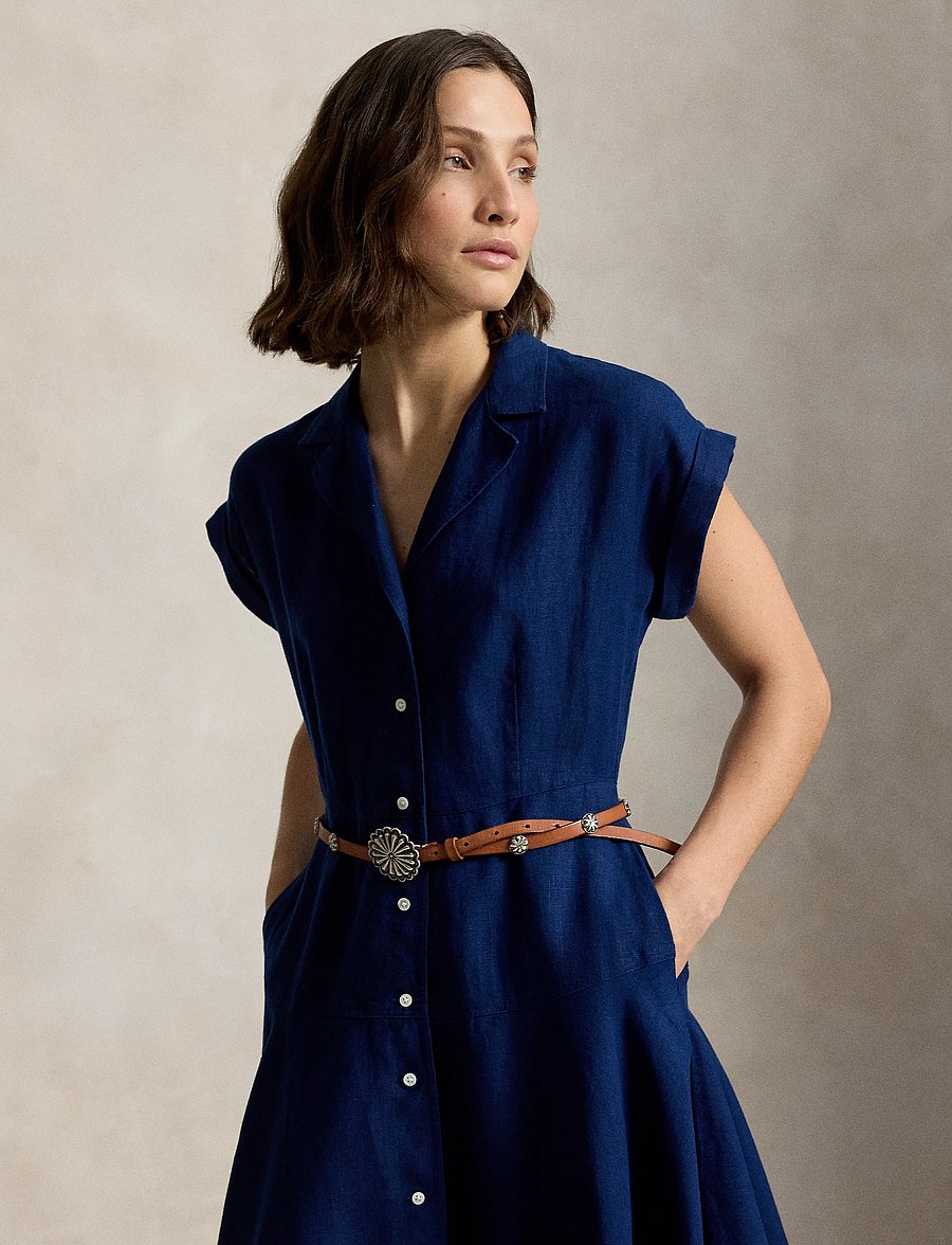 Polo Ralph Lauren - Linen Cap-Sleeve Shirtdress - hemdkleider - east side royal - 5