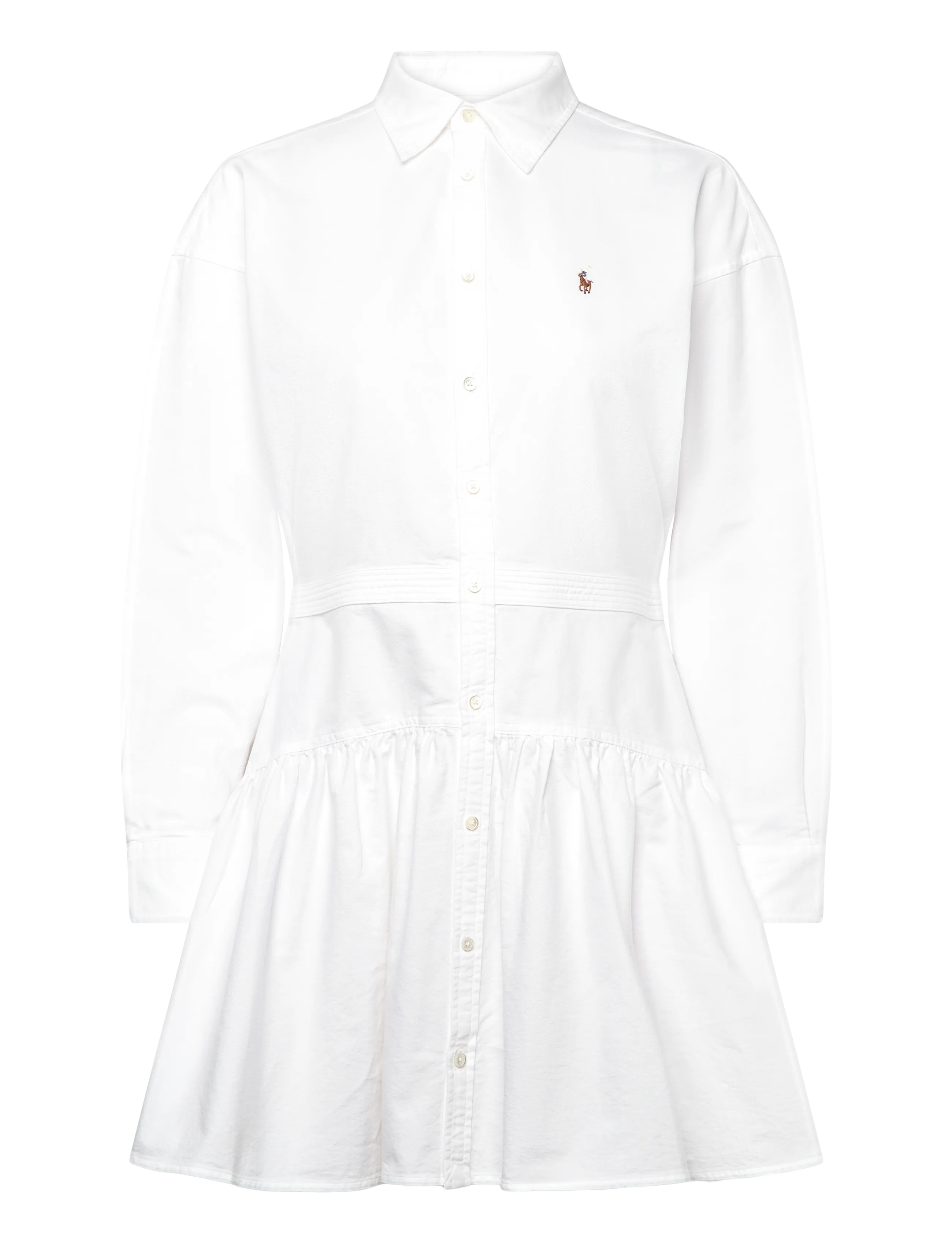 Cotton Oxford Paneled Shirtdress - BSR WHITE