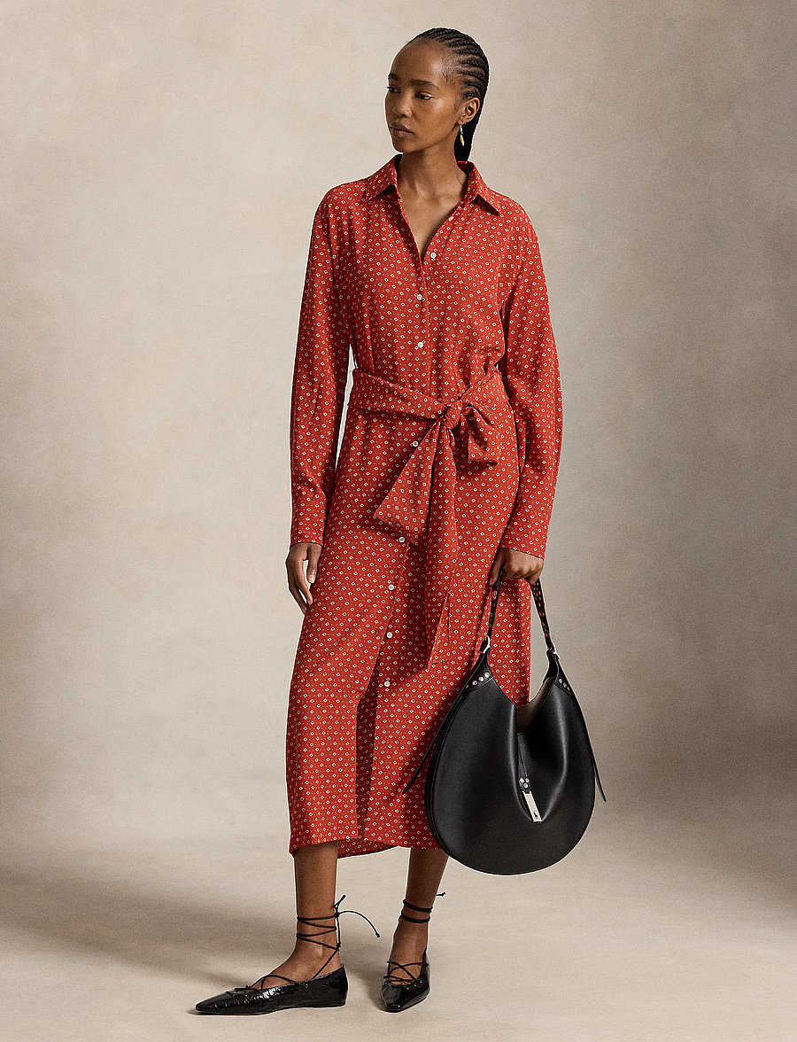Polo Ralph Lauren - Printed Crepe Tie-Waist Shirtdress - hemdkleider - 2050 geo flrd rd- - 0