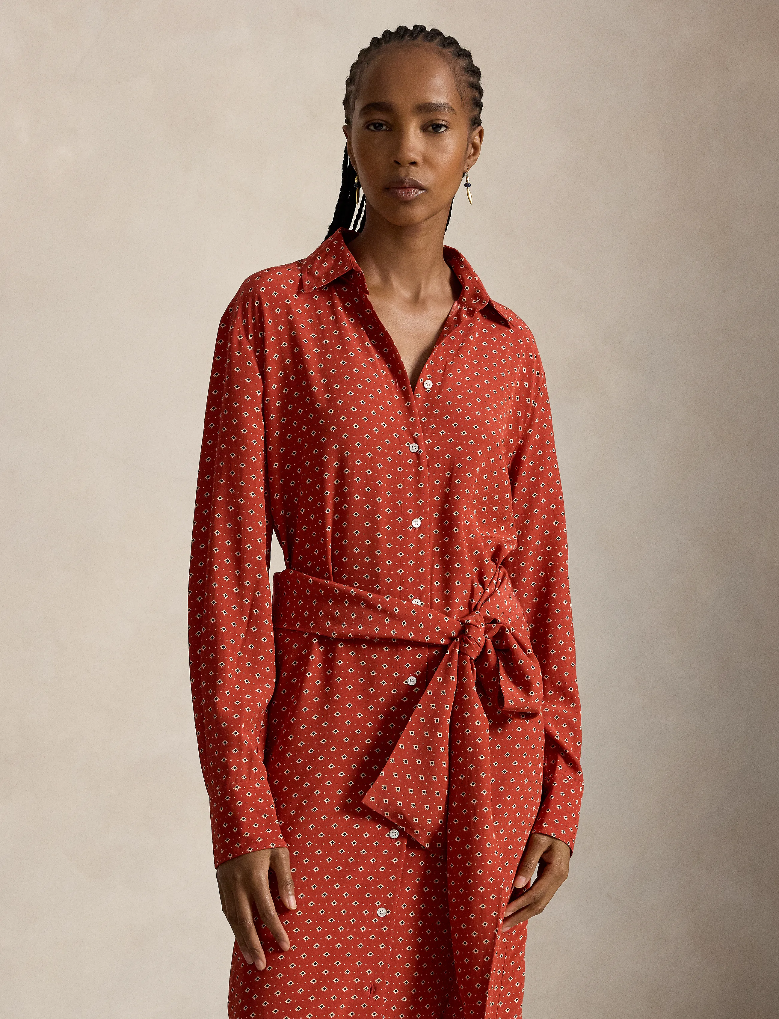 Polo Ralph Lauren - Printed Crepe Tie-Waist Shirtdress - hemdkleider - 2050 geo flrd rd- - 3