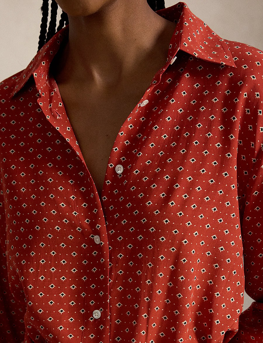Polo Ralph Lauren - Printed Crepe Tie-Waist Shirtdress - hemdkleider - 2050 geo flrd rd- - 4