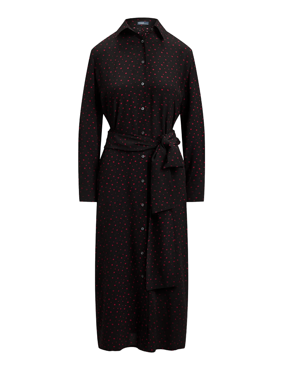 Polo Ralph Lauren - Printed Crepe Tie-Waist Shirtdress - hemdkleider - 2051 multi dot bl - 1