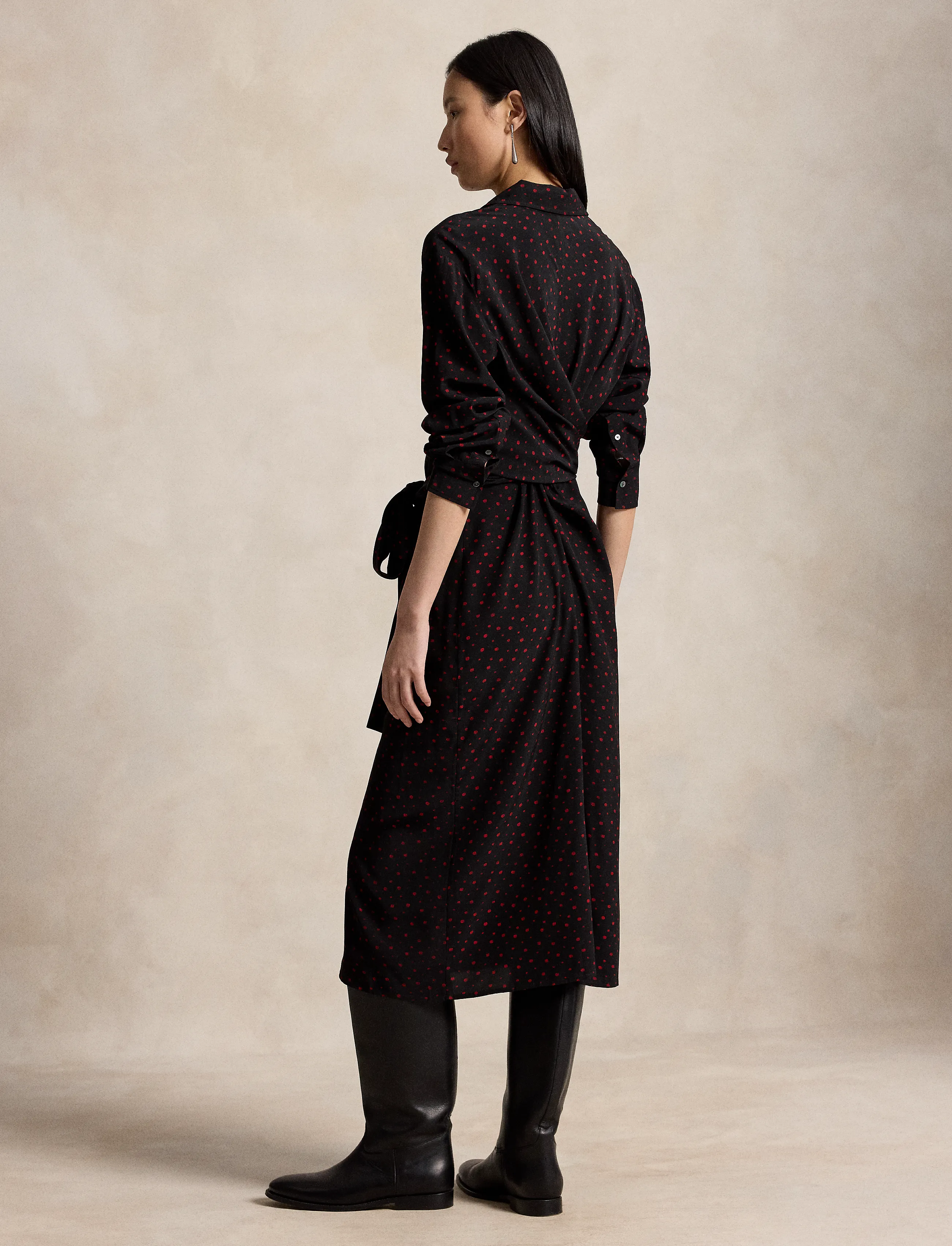 Polo Ralph Lauren - Printed Crepe Tie-Waist Shirtdress - hemdkleider - 2051 multi dot bl - 2