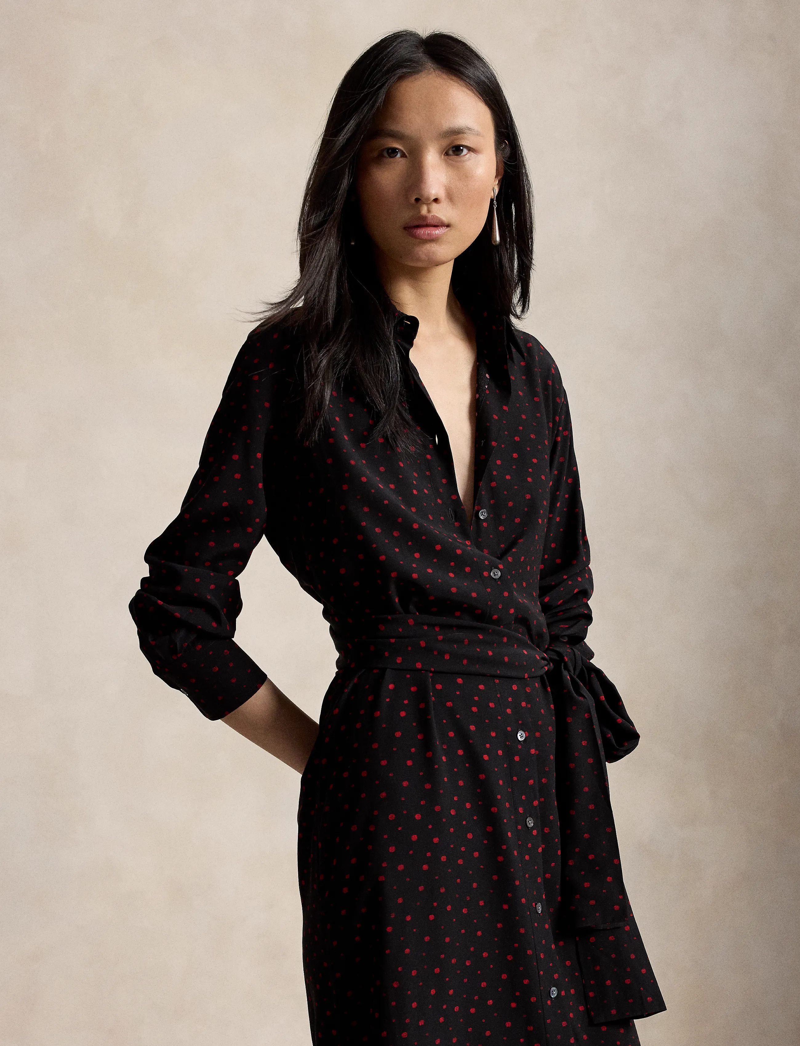 Polo Ralph Lauren - Printed Crepe Tie-Waist Shirtdress - hemdkleider - 2051 multi dot bl - 3
