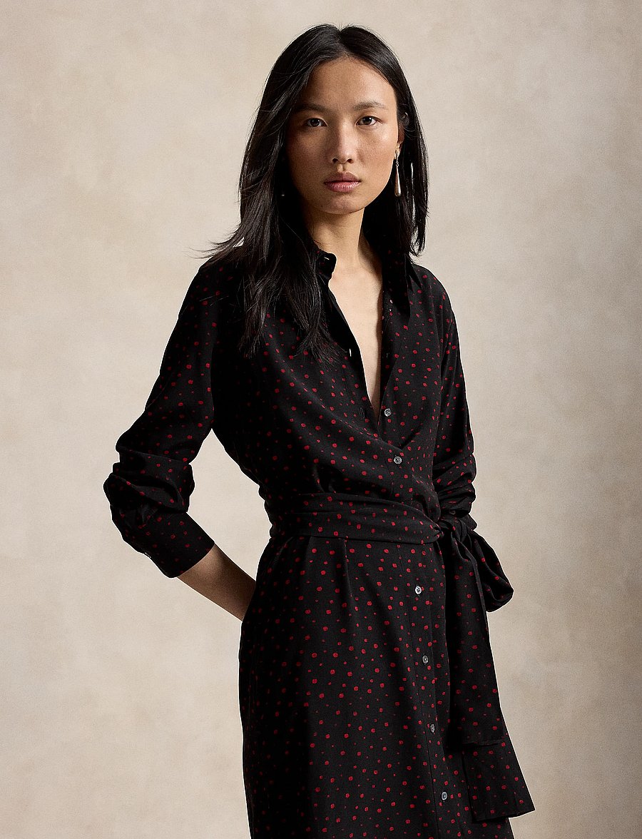 Polo Ralph Lauren - Printed Crepe Tie-Waist Shirtdress - hemdkleider - 2051 multi dot bl - 3