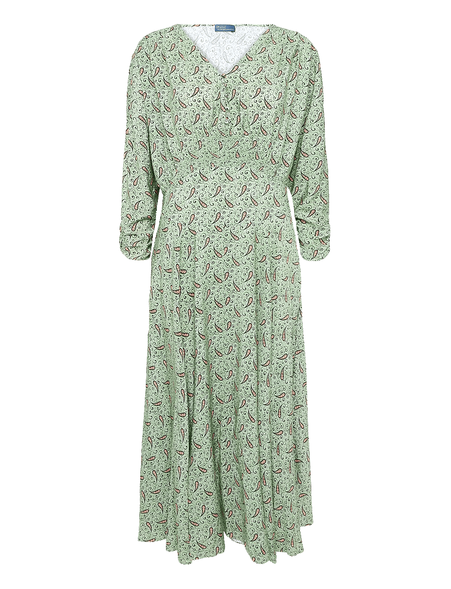 Polo Ralph Lauren - Paisley Crepe Smocked Dress - maxiklänningar - 2045 paisley gree - 1