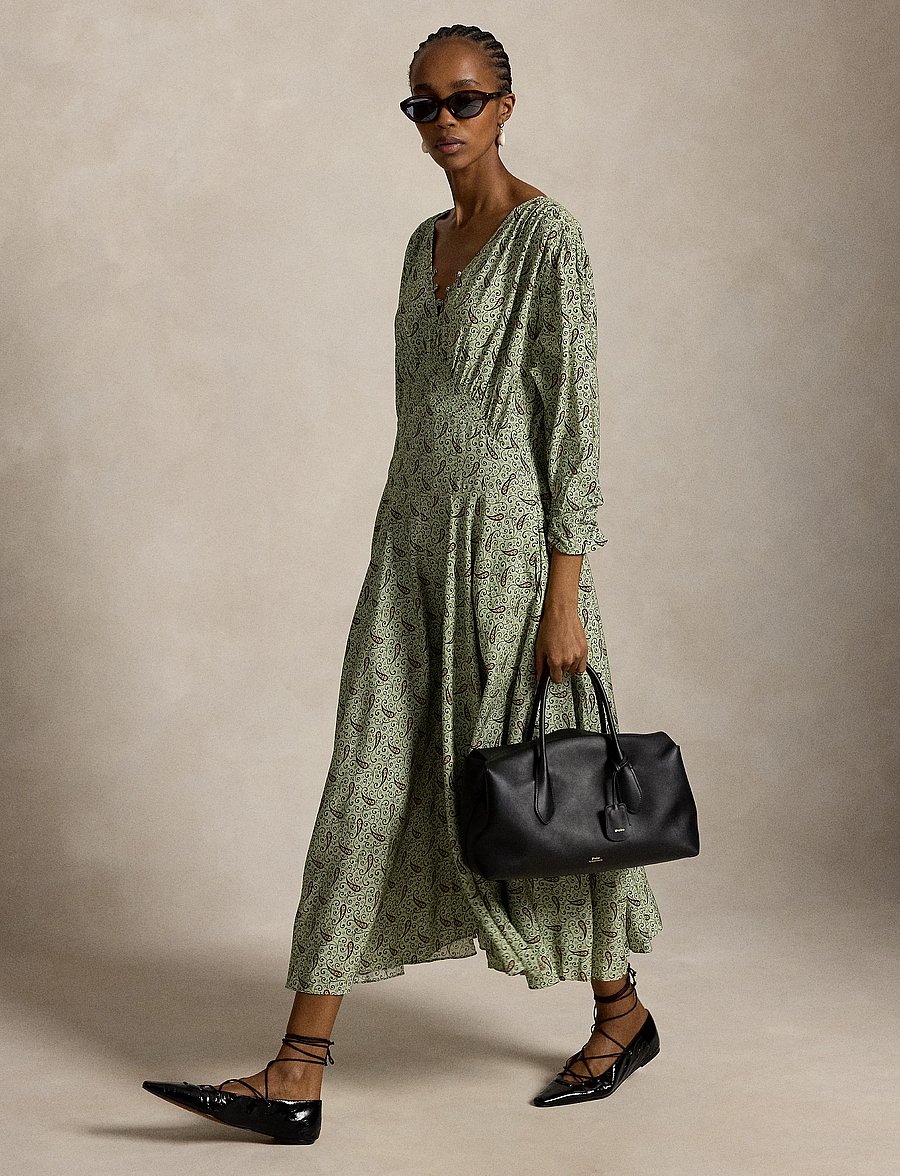 Polo Ralph Lauren - Paisley Crepe Smocked Dress - maxikleider - 2045 paisley gree - 0