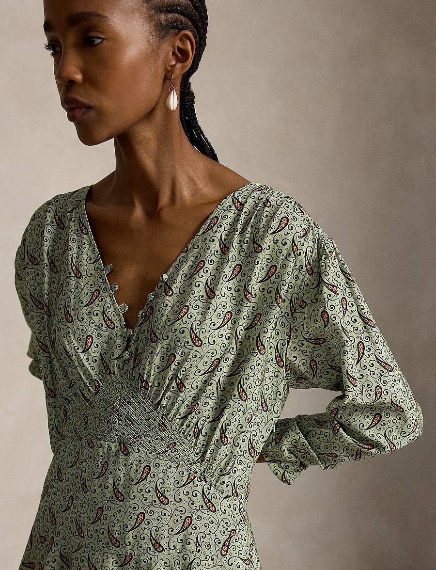 Polo Ralph Lauren - Paisley Crepe Smocked Dress - maxikleider - 2045 paisley gree - 3