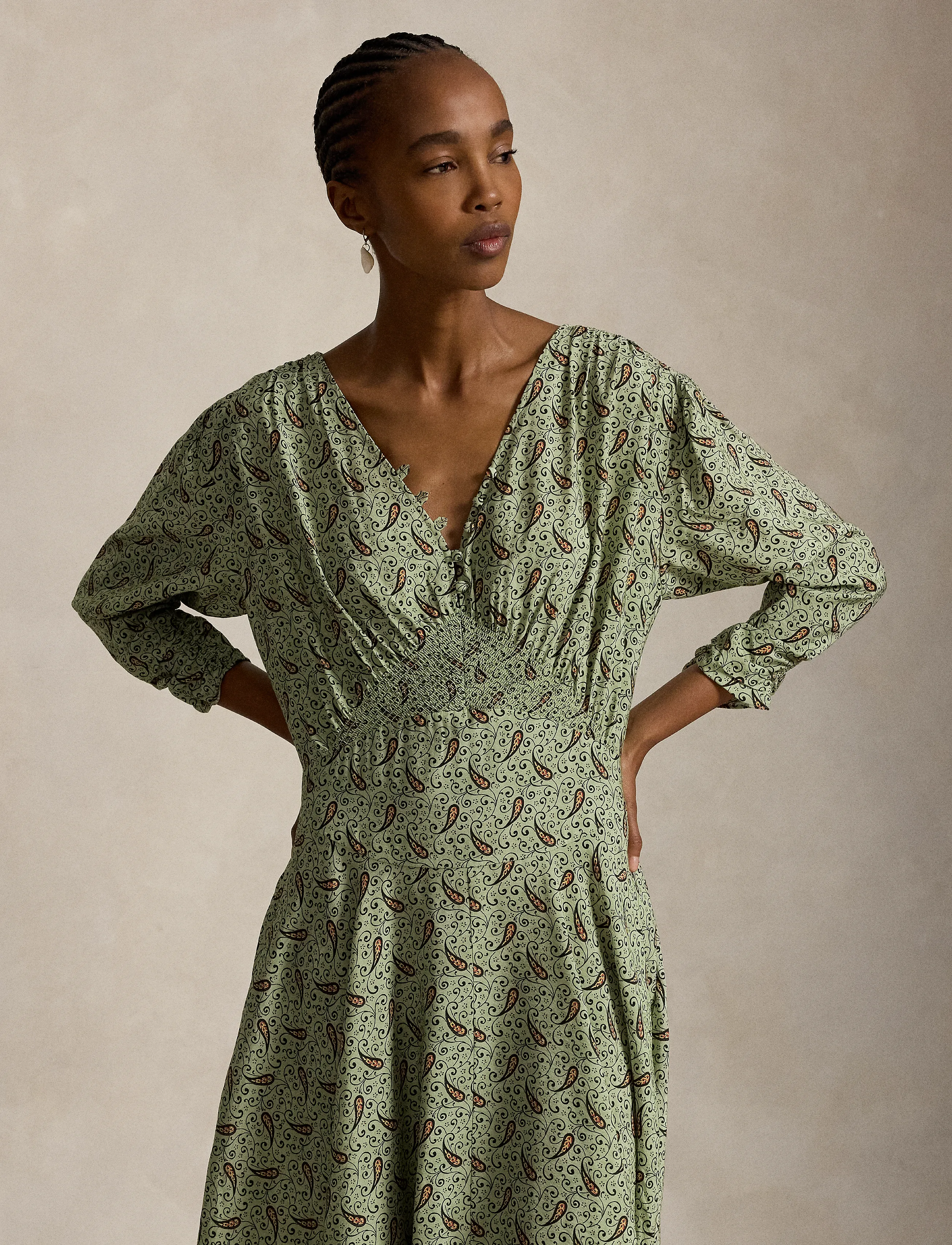 Polo Ralph Lauren - Paisley Crepe Smocked Dress - maxi kjoler - 2045 paisley gree - 4