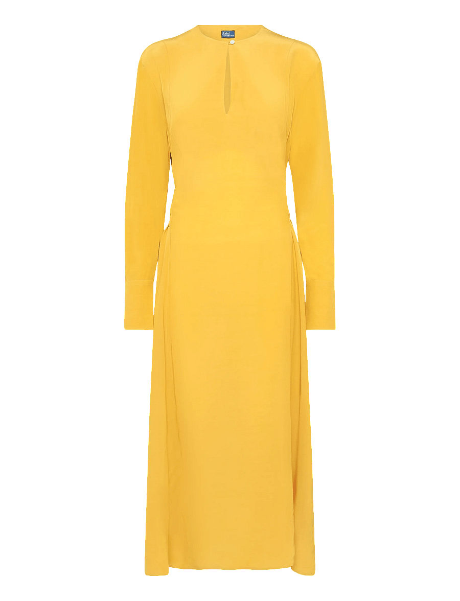 Polo Ralph Lauren - Tie-Front Crepe Dress - maxikleider - golden yellow - 1