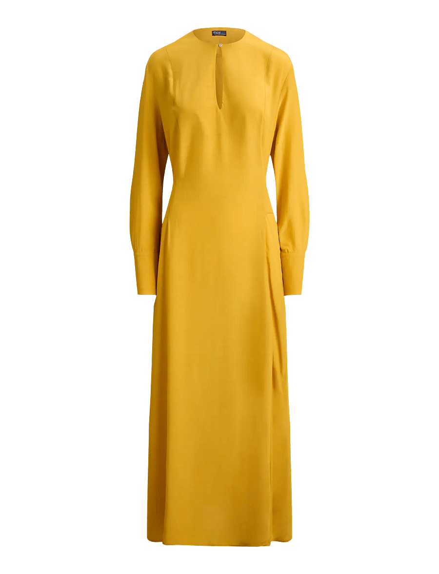 Polo Ralph Lauren - Tie-Front Crepe Dress - maxikleider - golden yellow - 1