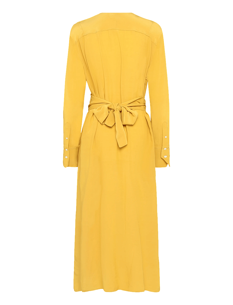 Polo Ralph Lauren - Tie-Front Crepe Dress - maxikleider - golden yellow - 2