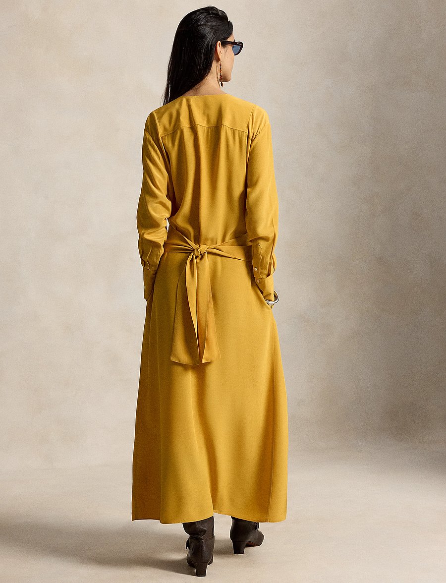 Polo Ralph Lauren - Tie-Front Crepe Dress - maxikleider - golden yellow - 2