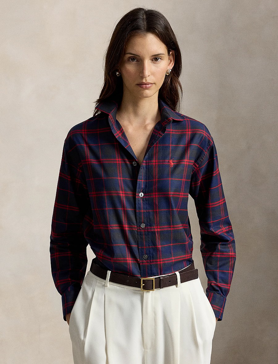 Polo Ralph Lauren - Relaxed Fit Plaid Cotton Twill Shirt - langærmede skjorter - 2073 royal-red mu - 0