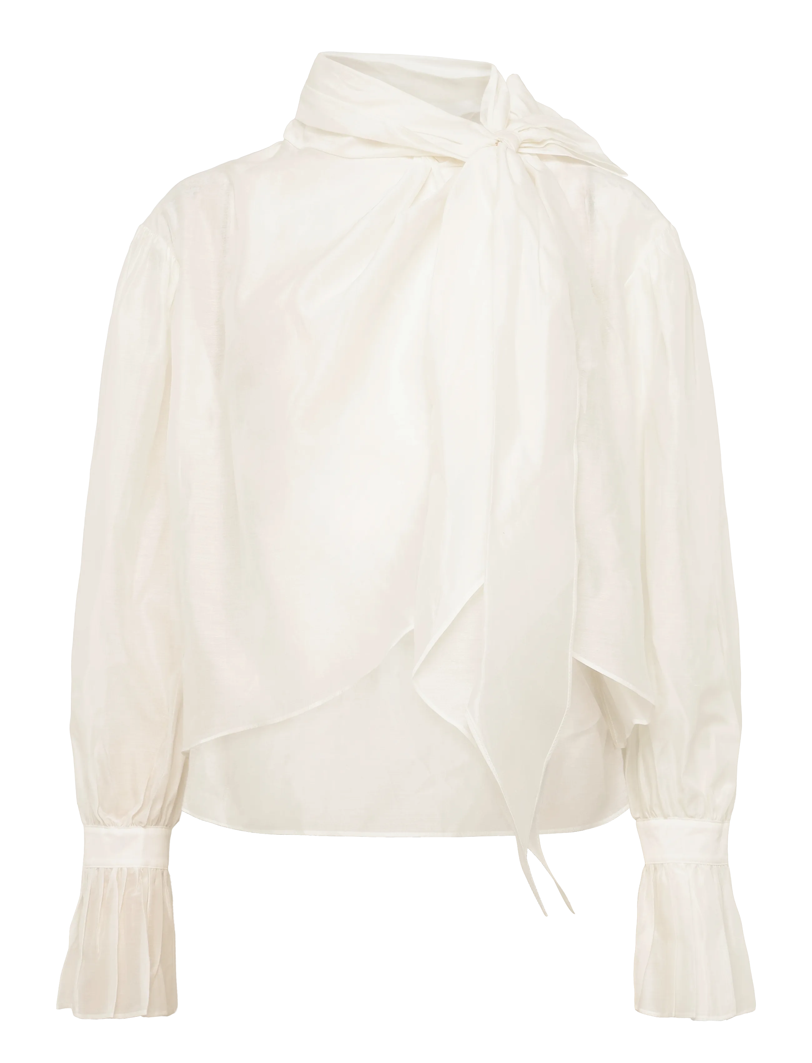 Polo Ralph Lauren - Tie-Bow Organdy Shirt - langärmelige blusen - white - 2