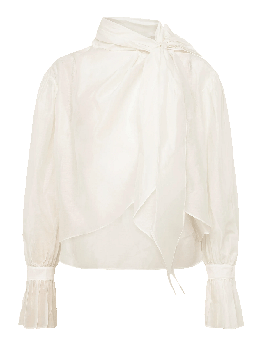 Polo Ralph Lauren - Tie-Bow Organdy Shirt - langärmelige blusen - white - 2