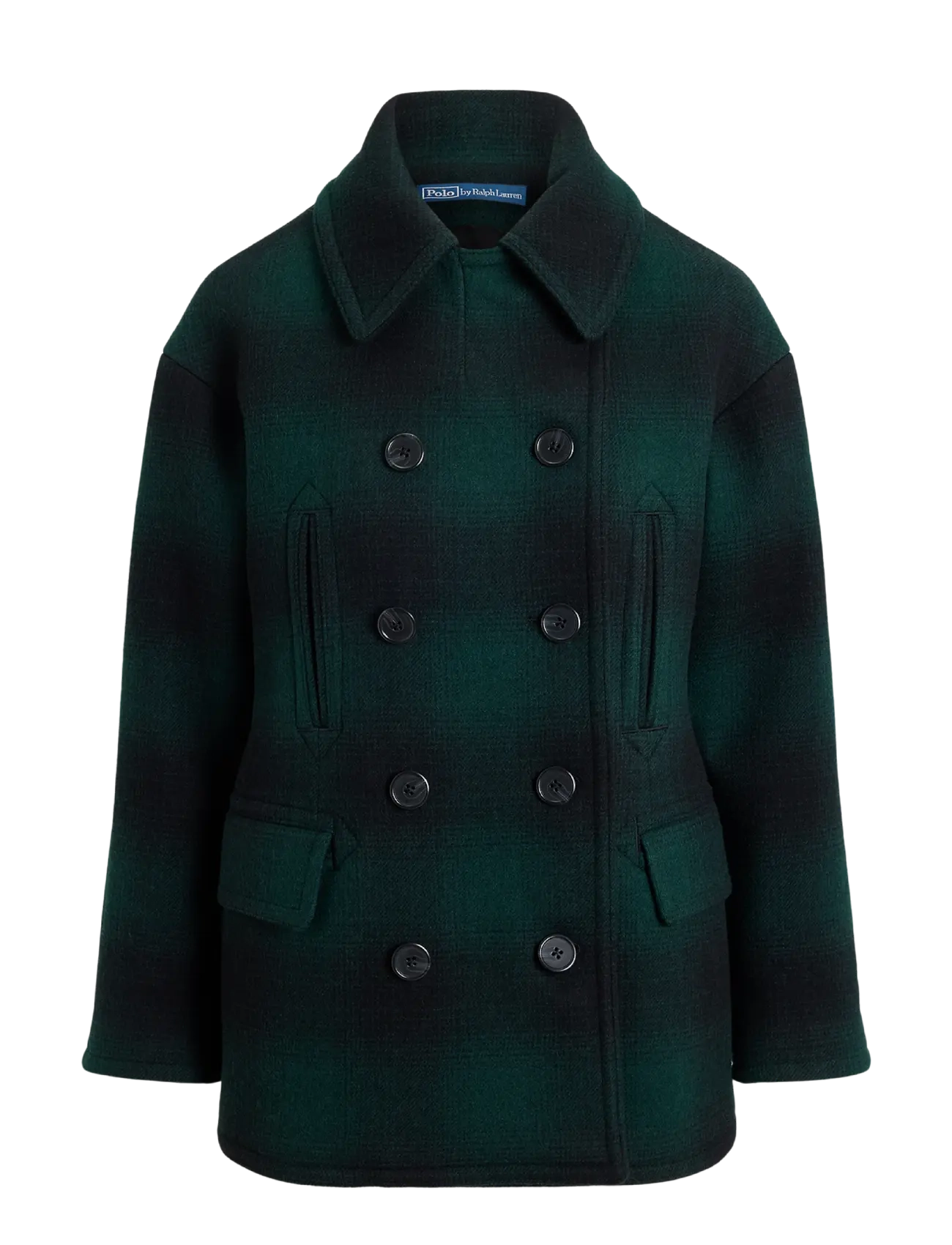 Polo Ralph Lauren - Sculpted Plaid Wool-Blend Peacoat - green plaid - 1