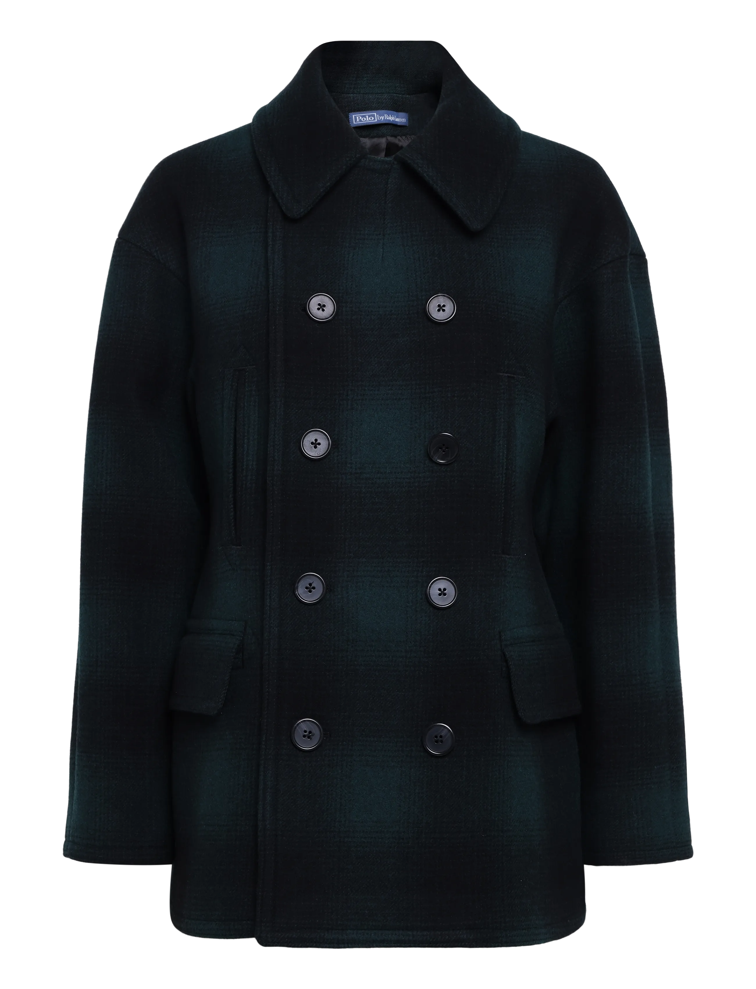 Polo Ralph Lauren - Sculpted Plaid Wool-Blend Peacoat - winterjacken - green plaid - 2