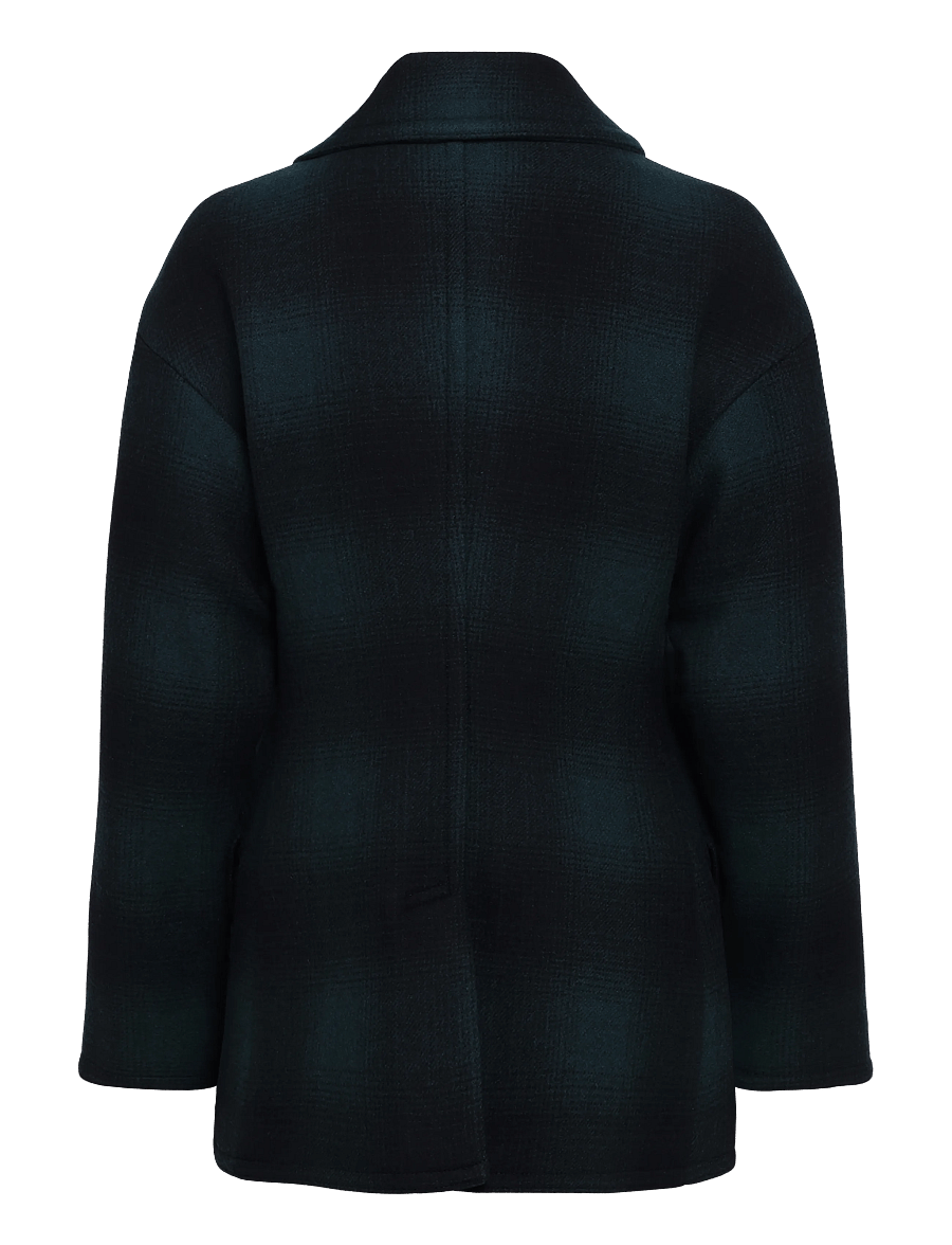 Polo Ralph Lauren - Sculpted Plaid Wool-Blend Peacoat - winterjacken - green plaid - 3
