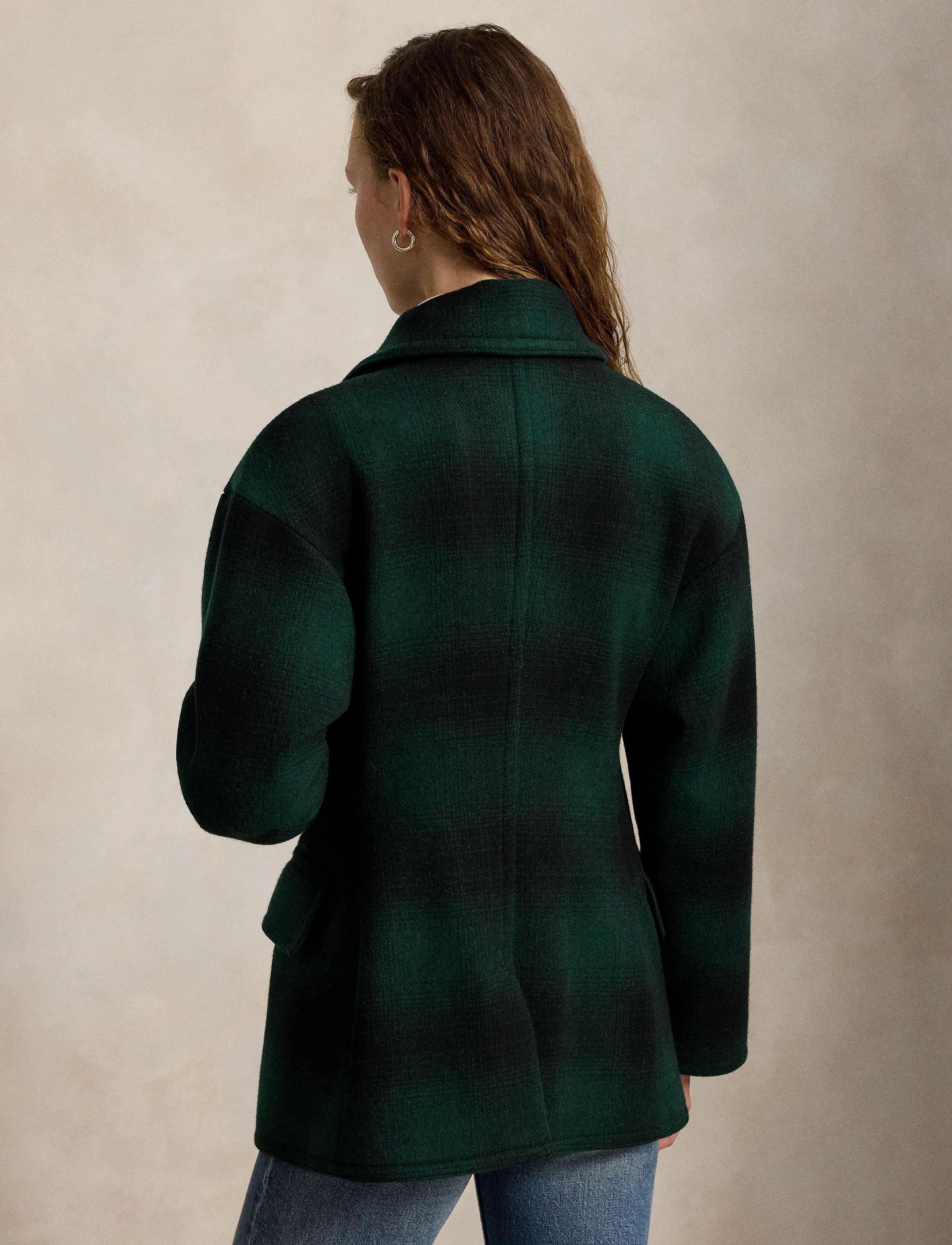 Polo Ralph Lauren - Sculpted Plaid Wool-Blend Peacoat - green plaid - 2