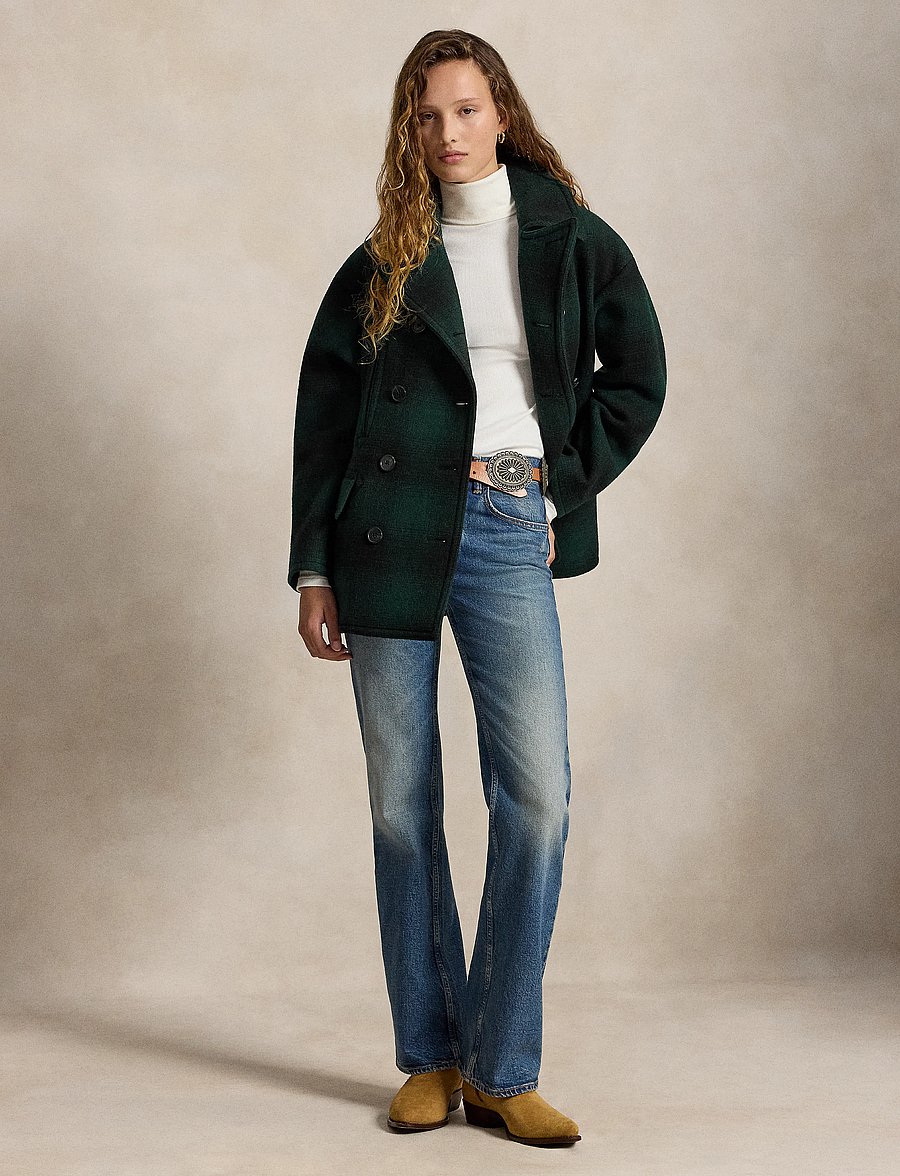 Polo Ralph Lauren - Sculpted Plaid Wool-Blend Peacoat - green plaid - 3