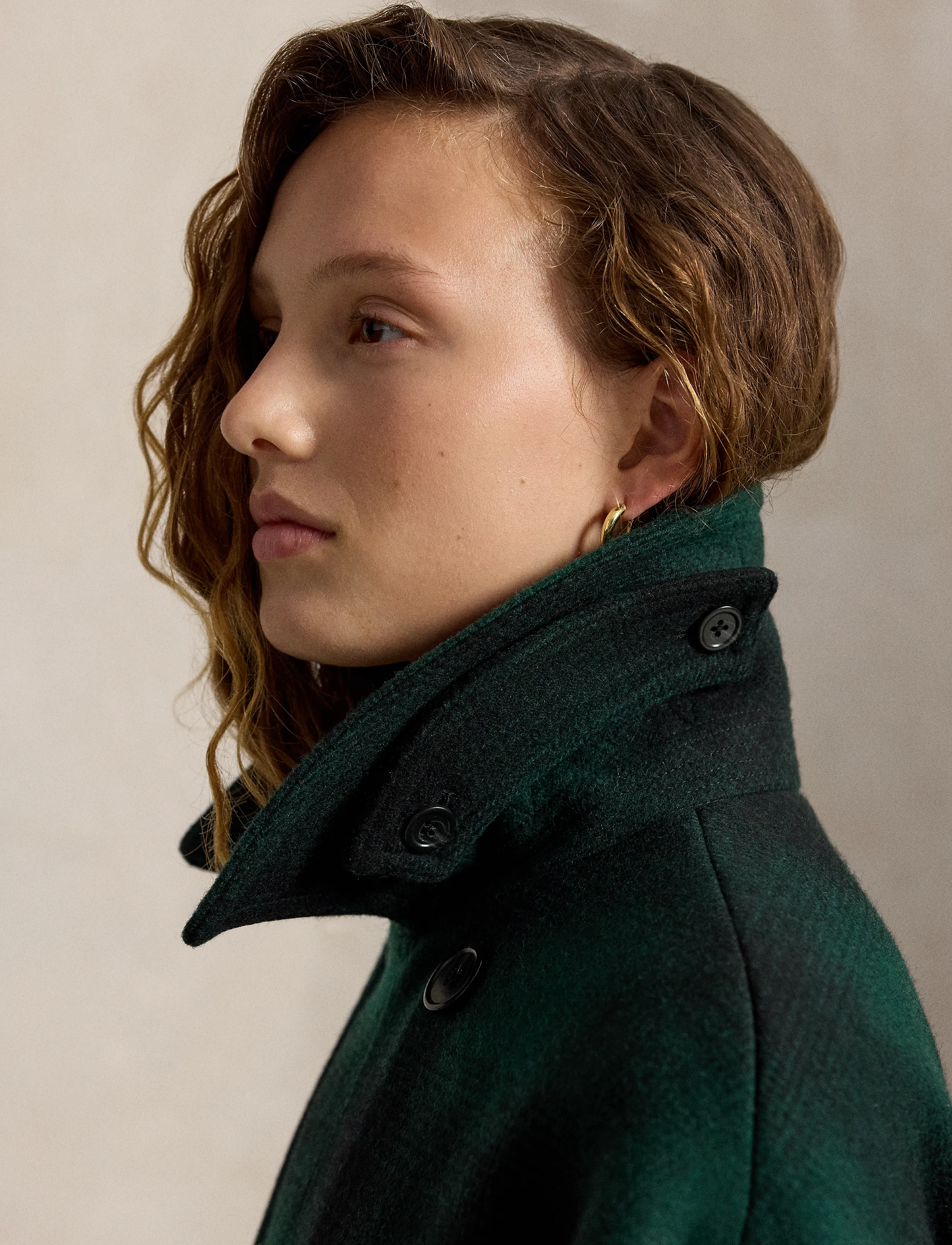 Polo Ralph Lauren - Sculpted Plaid Wool-Blend Peacoat - green plaid - 4