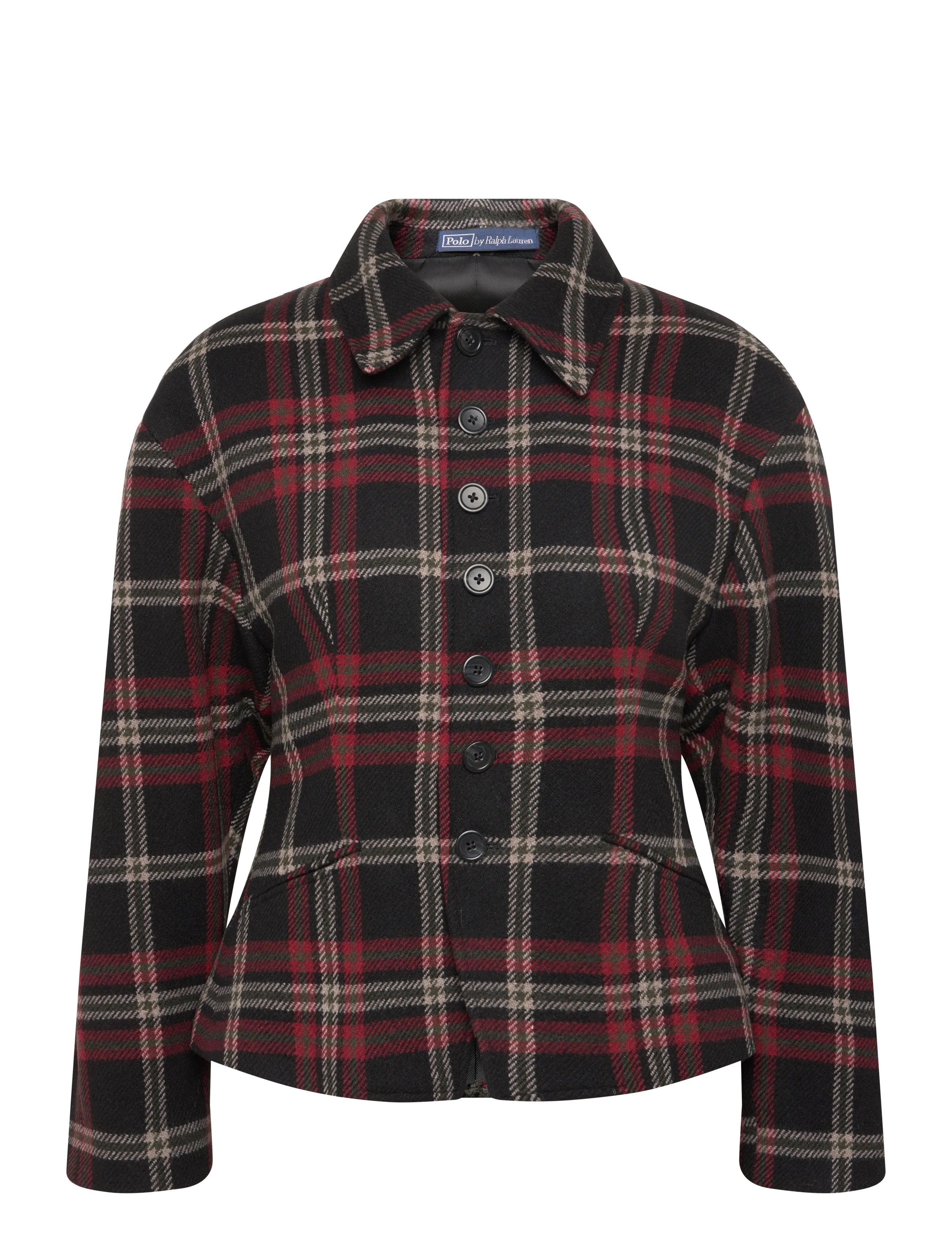 Polo Ralph Lauren Plaid Tweed Sculpted Jacket, Kvinder, Ternet Tweed Jakke, Rød, Str: 32