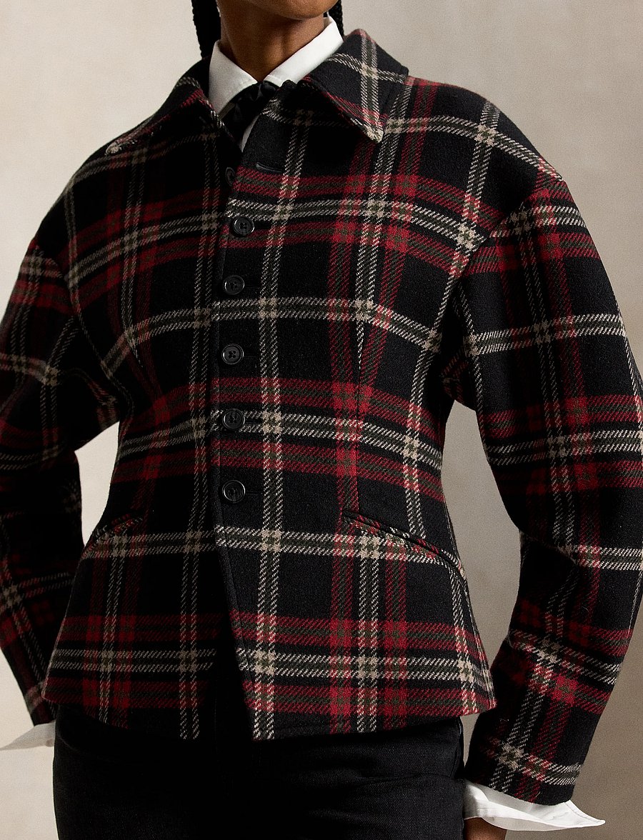 Polo Ralph Lauren - Plaid Tweed Sculpted Jacket - uldjakker - red multi plaid - 4