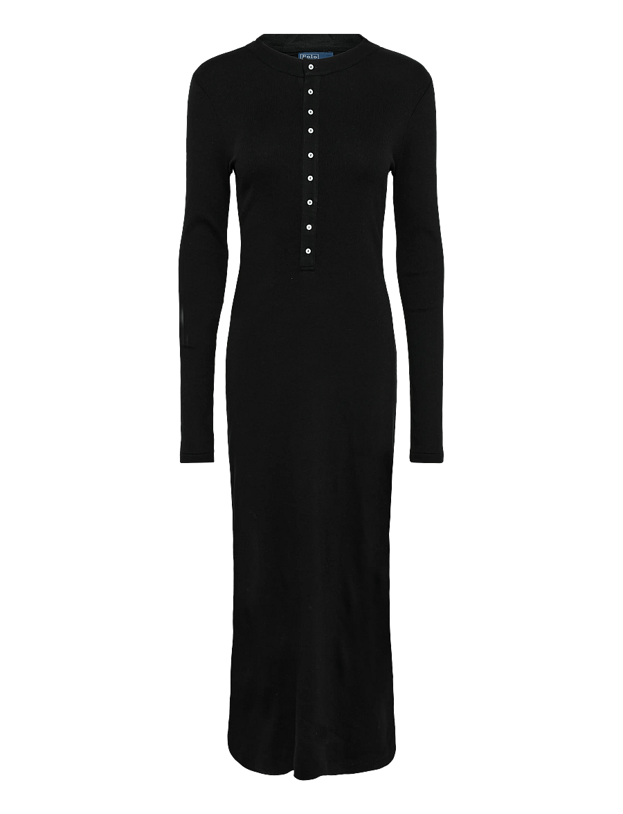Polo Ralph Lauren - Rib-Knit Henley Dress - stickade klänningar - polo black - 1