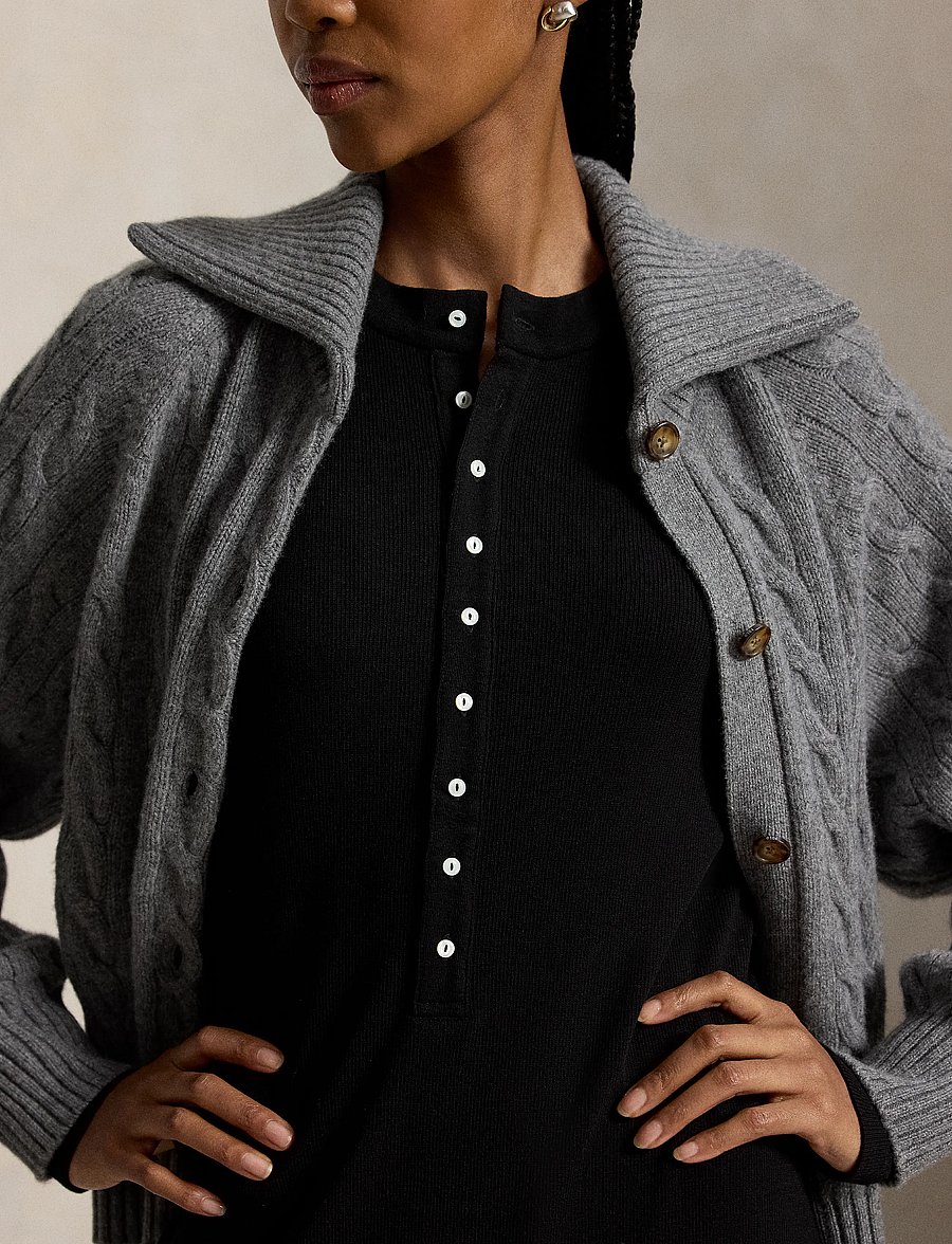 Polo Ralph Lauren - Rib-Knit Henley Dress - kootud kleidid - polo black - 3