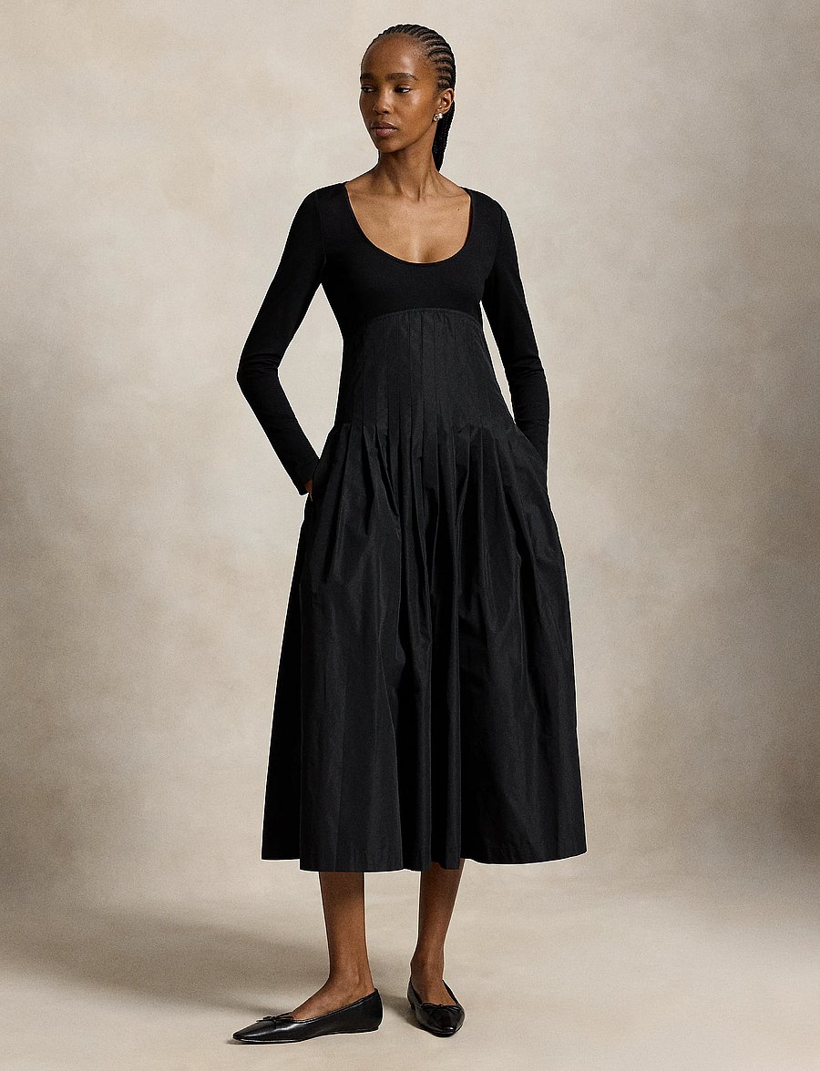 Polo Ralph Lauren - Pleated Empire Dress - midikleider - polo black - 1